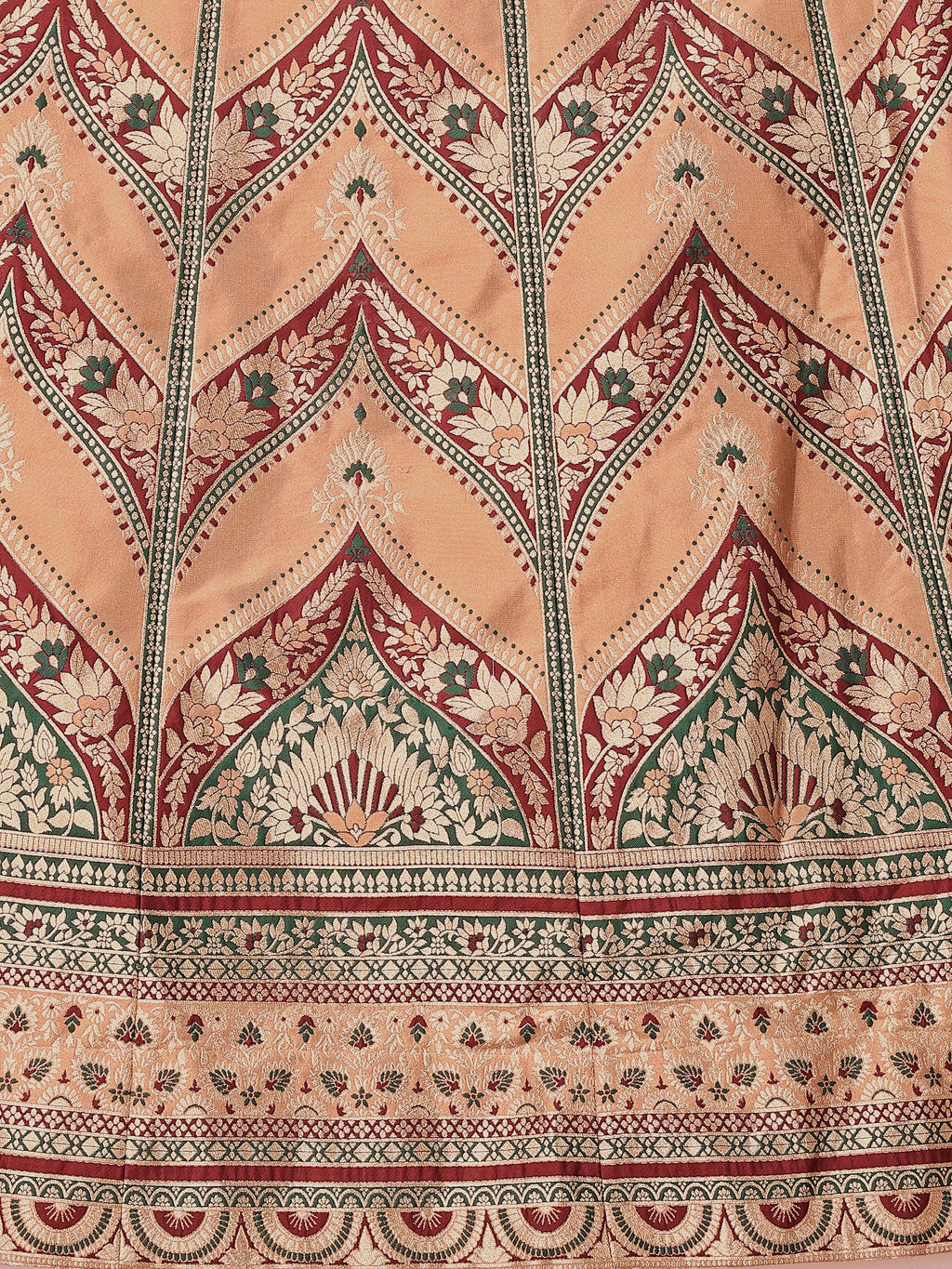 Double-Shaded Golden Lehenga Choli With Zari Woven Motifs