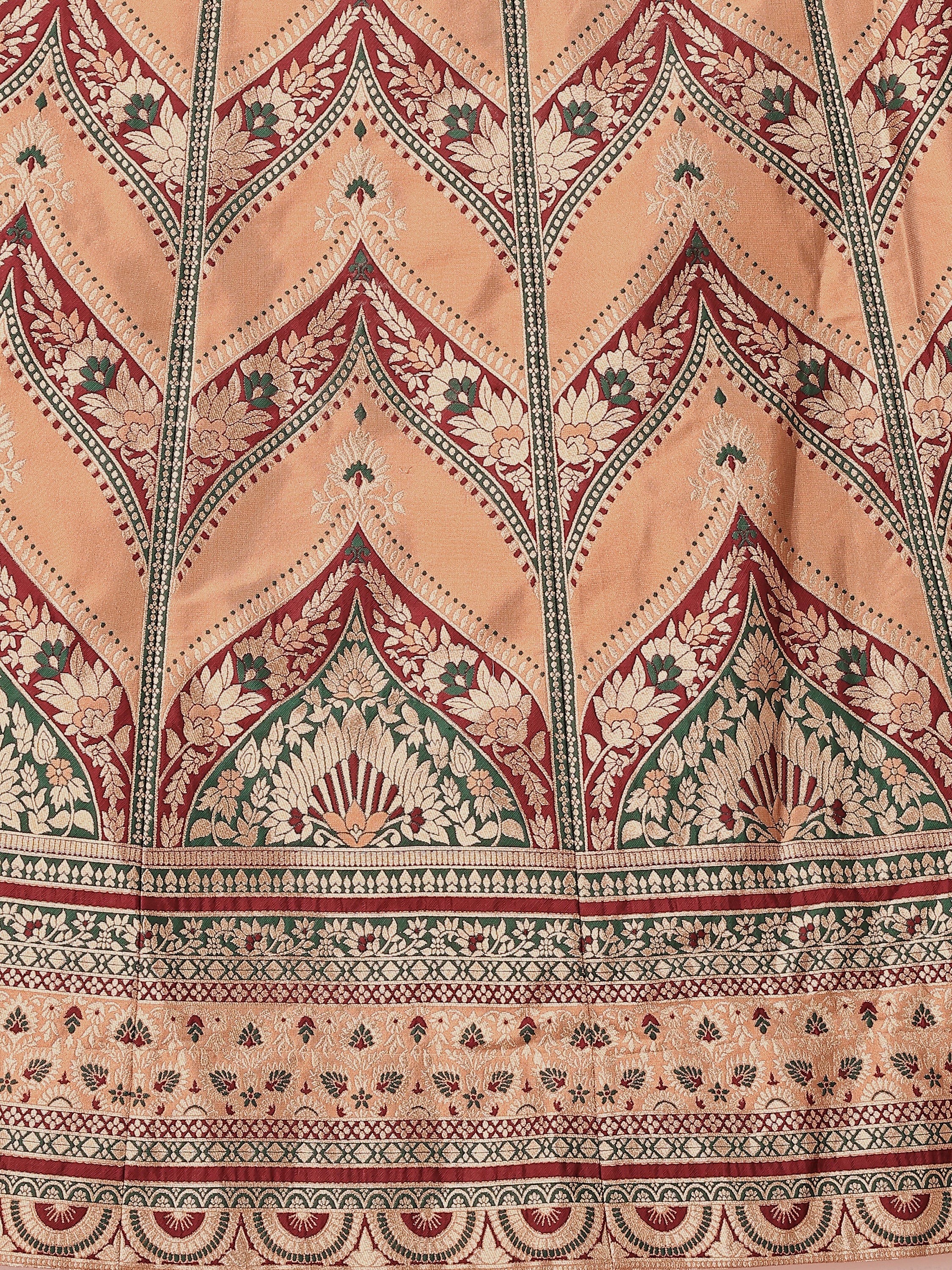 Double-Shaded Golden Lehenga Choli With Zari Woven Motifs