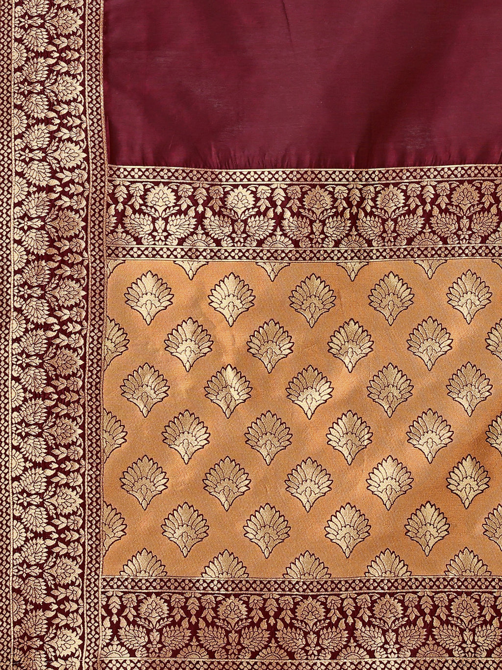 Double-Shaded Golden Lehenga Choli With Zari Woven Motifs