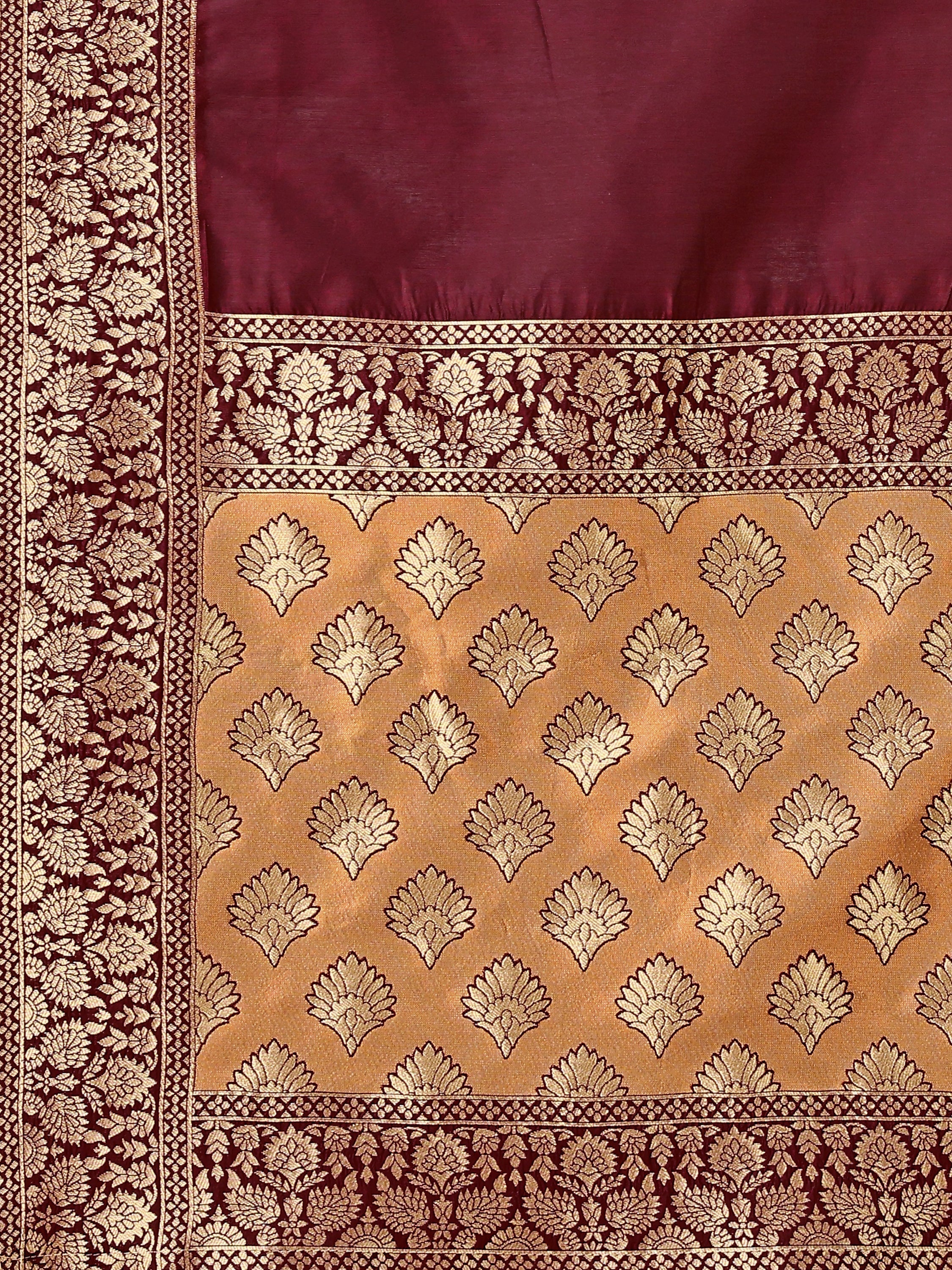 Double-Shaded Golden Lehenga Choli With Zari Woven Motifs