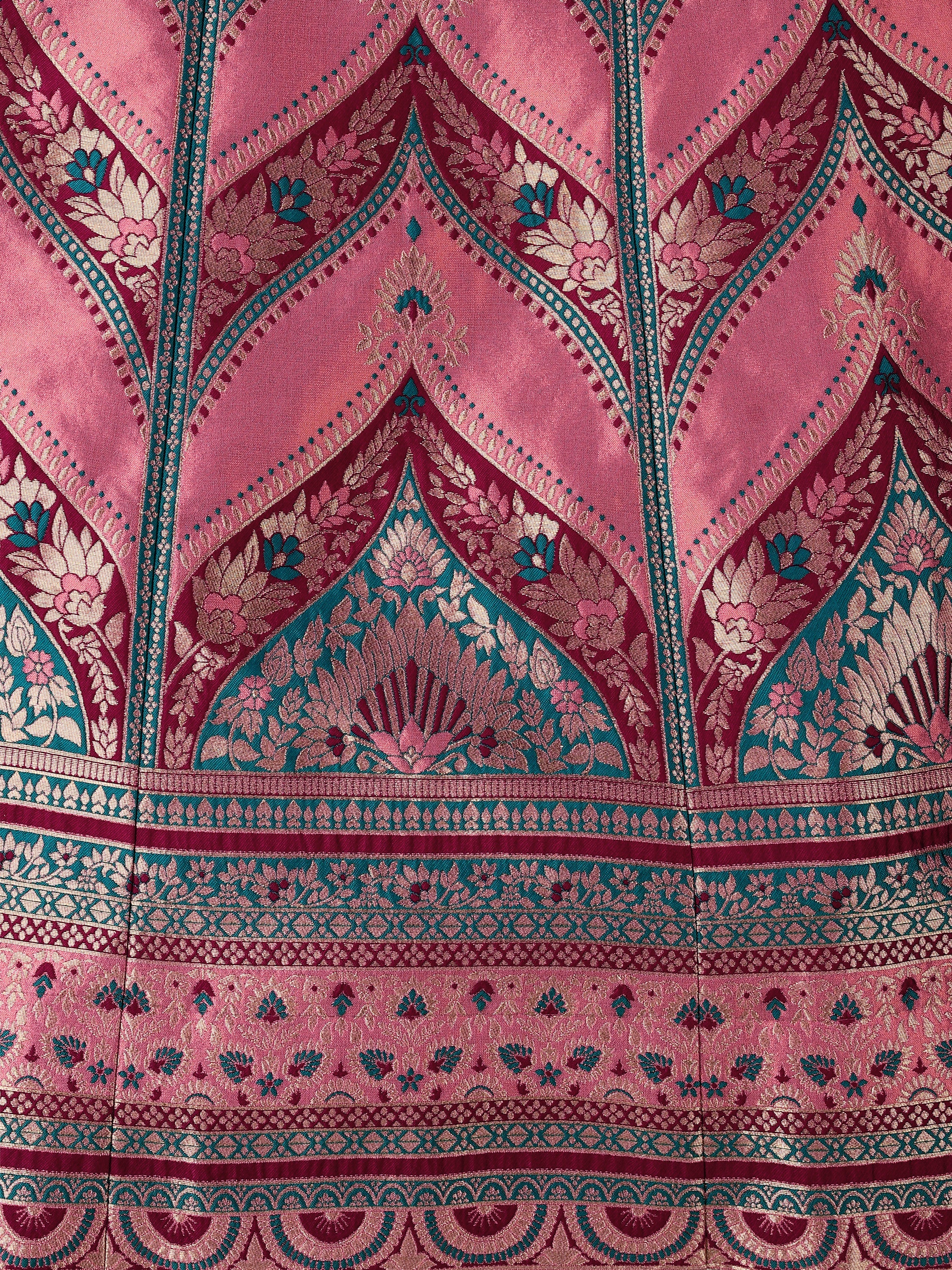 Double-Shaded Pink Lehenga Choli With Zari Woven Motifs