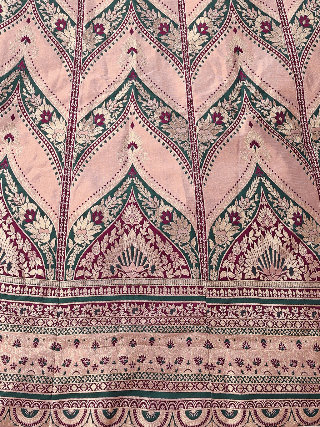 Double-Shaded Rose Lehenga Choli With Zari Woven Motifs