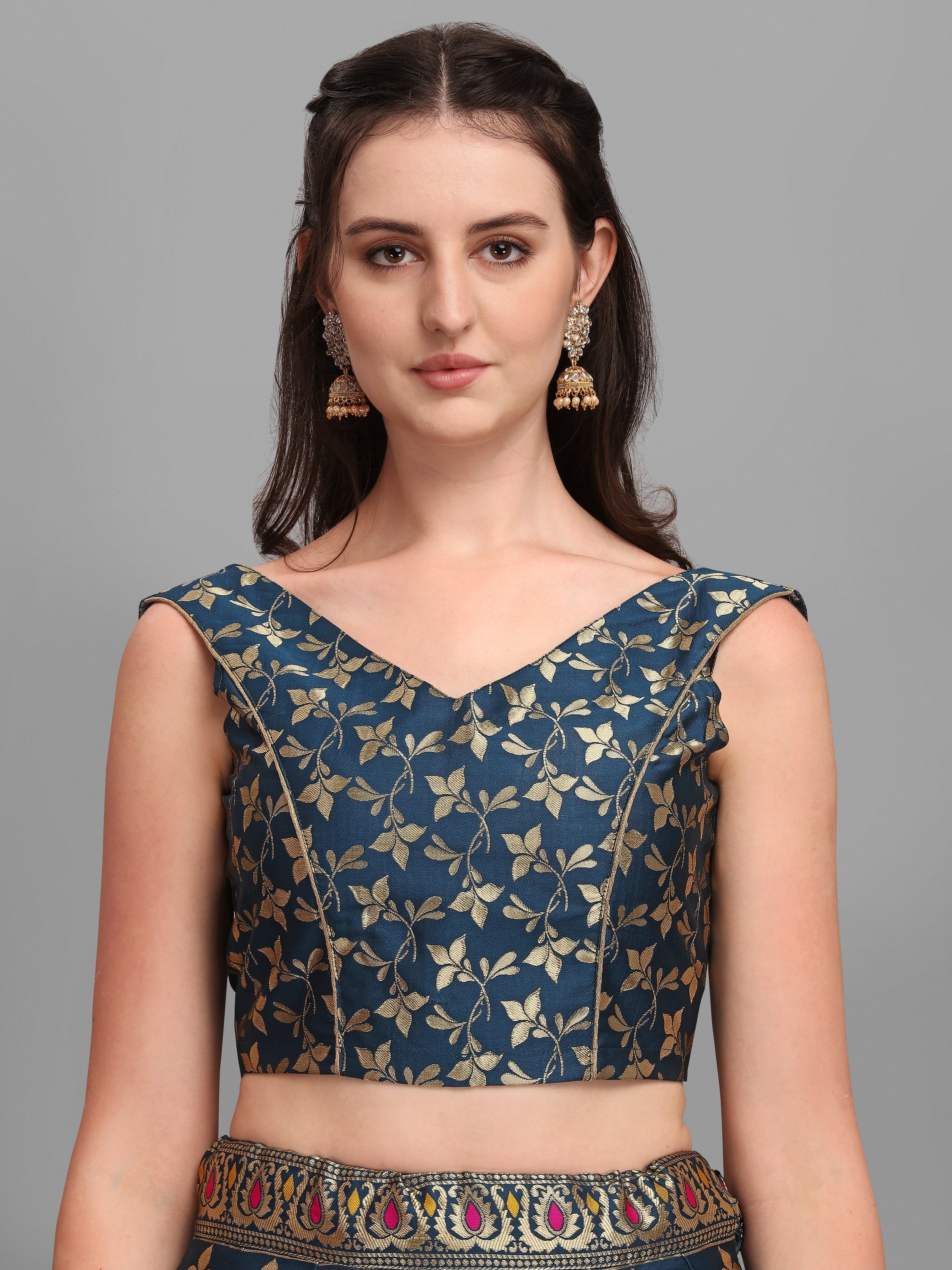 Rama Flared Lehenga Choli with Dupatta