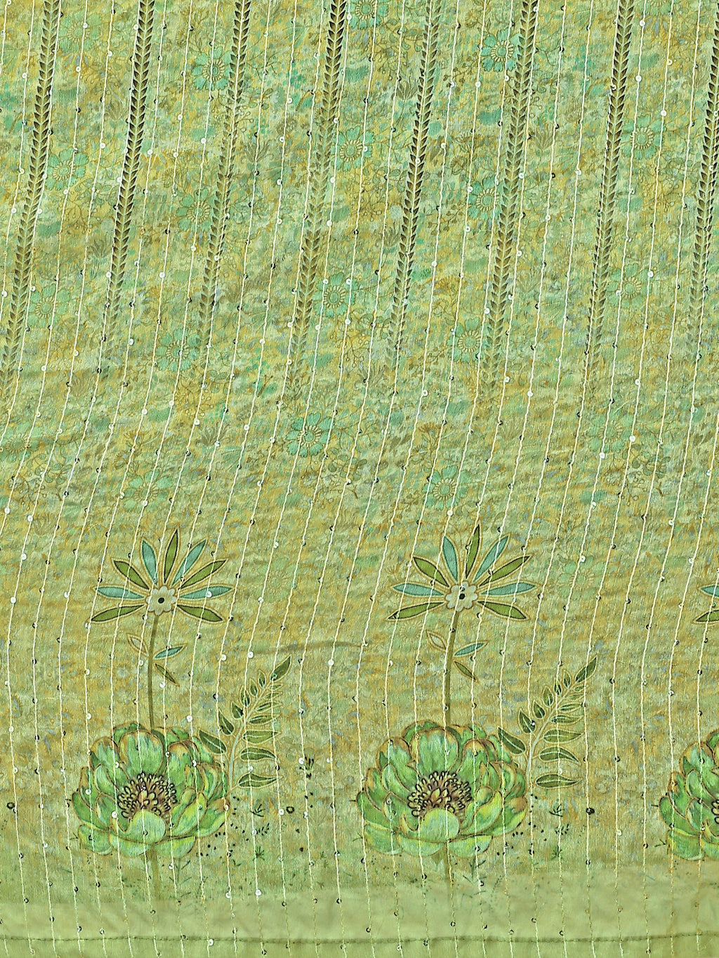 Chiffon Printed With Crochet Work Parrot Lehenga Choli