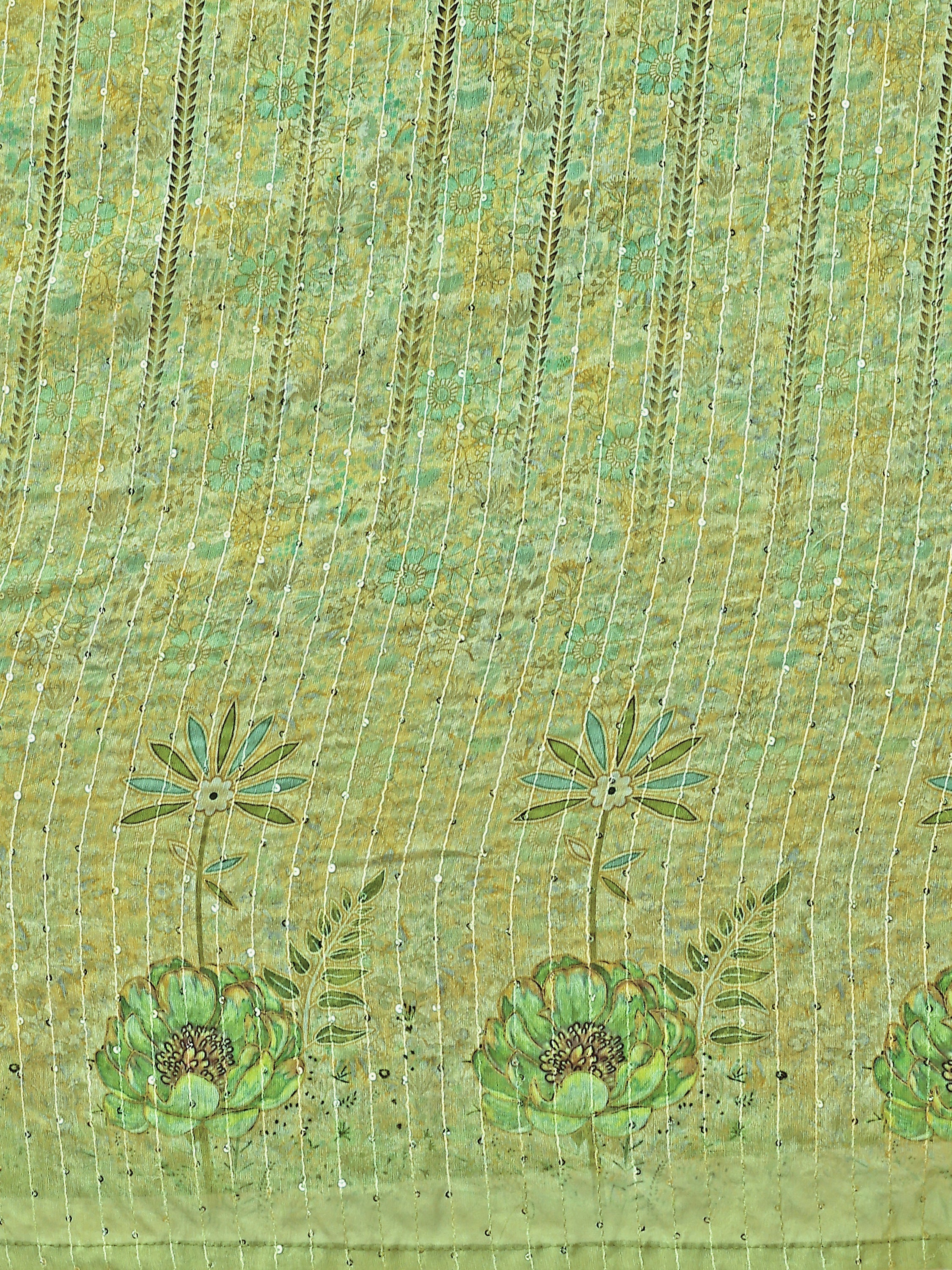 Chiffon Printed With Crochet Work Parrot Lehenga Choli