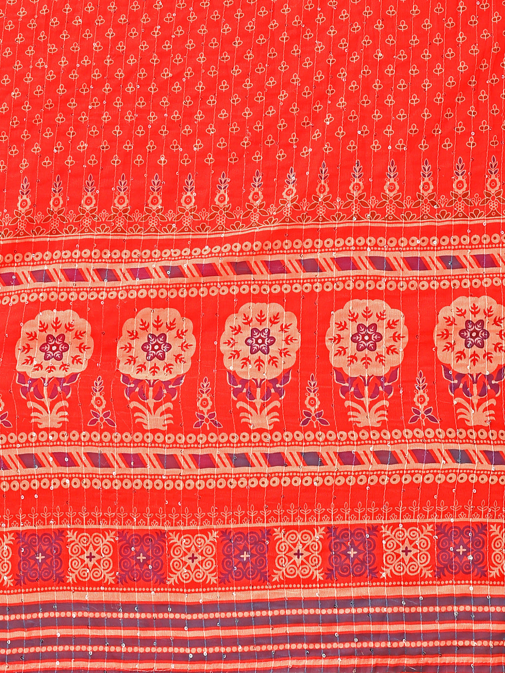 Chiffon Printed With Crochet Work Red Lehenga Choli