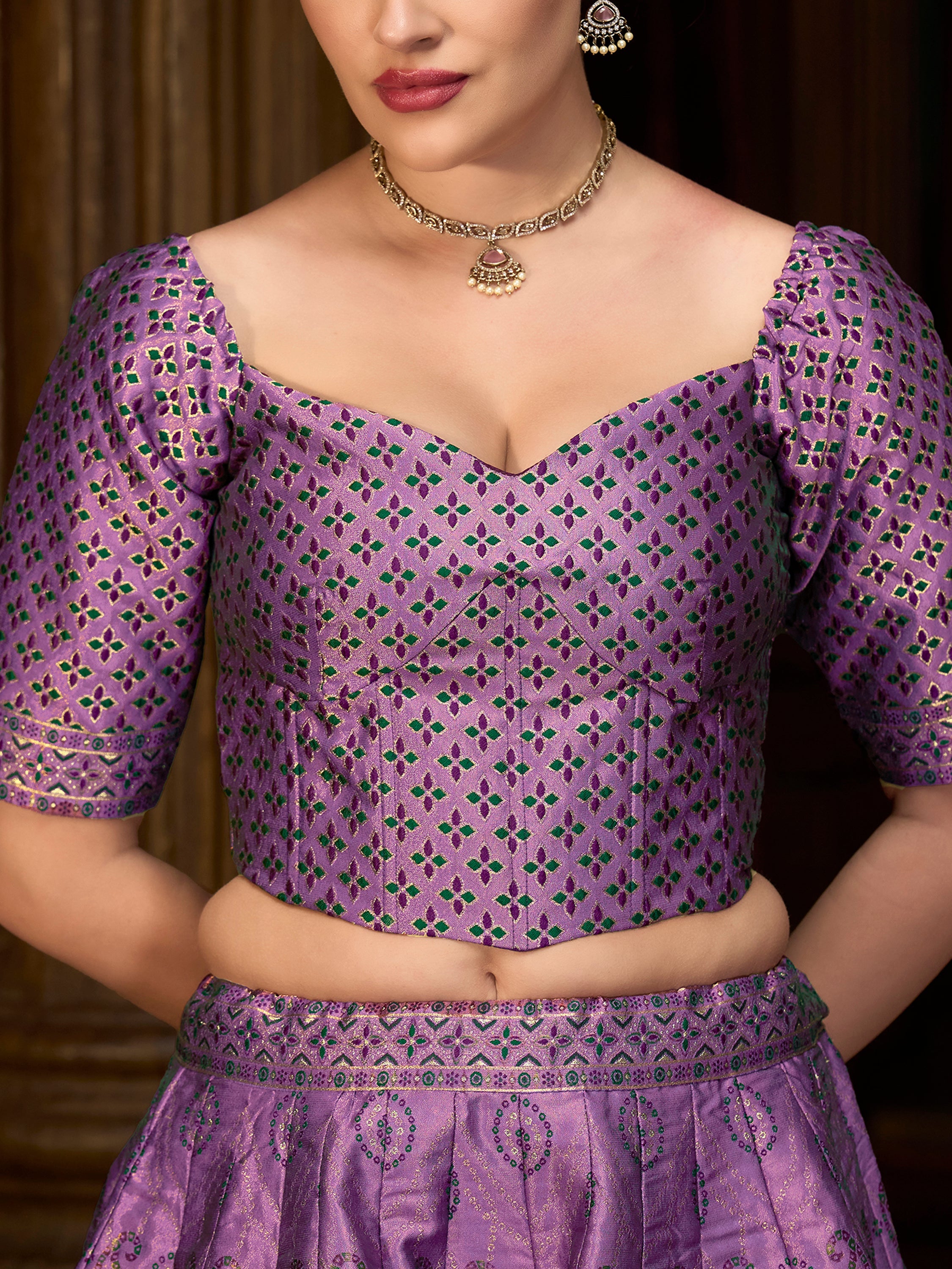Women's Purple Kanjiwaram Lehengas
