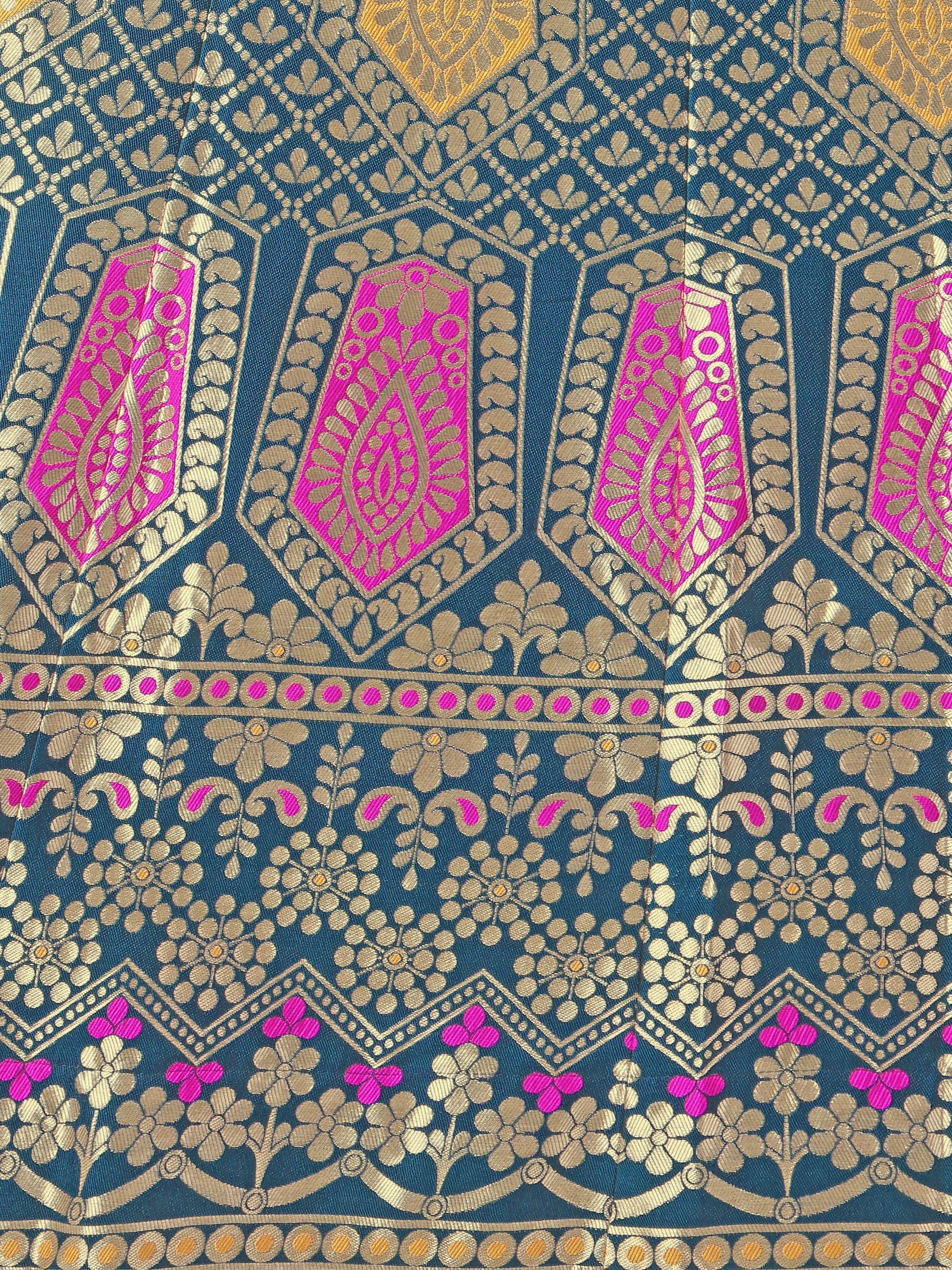 Woven Design Rama Semi-Stitched Lehenga Choli