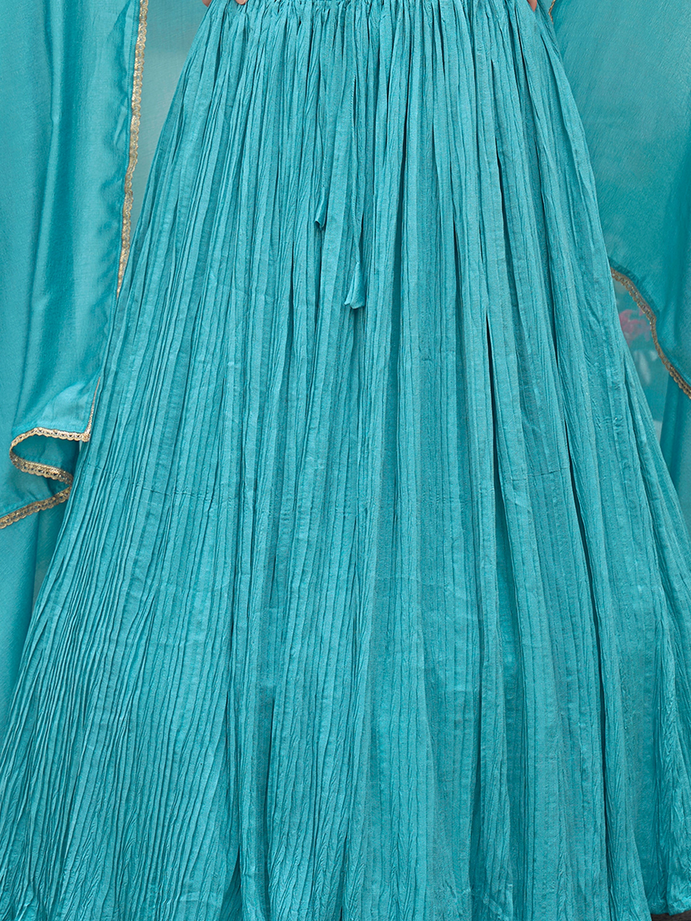 Women Sky Silk Crape Lehengas