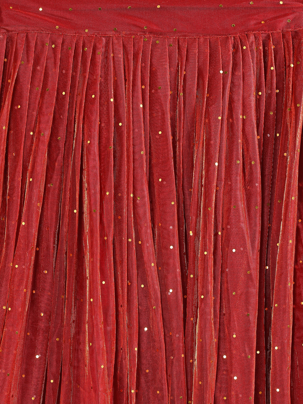 Sequences Red Lehenga Choli With Lycra Dupatta.