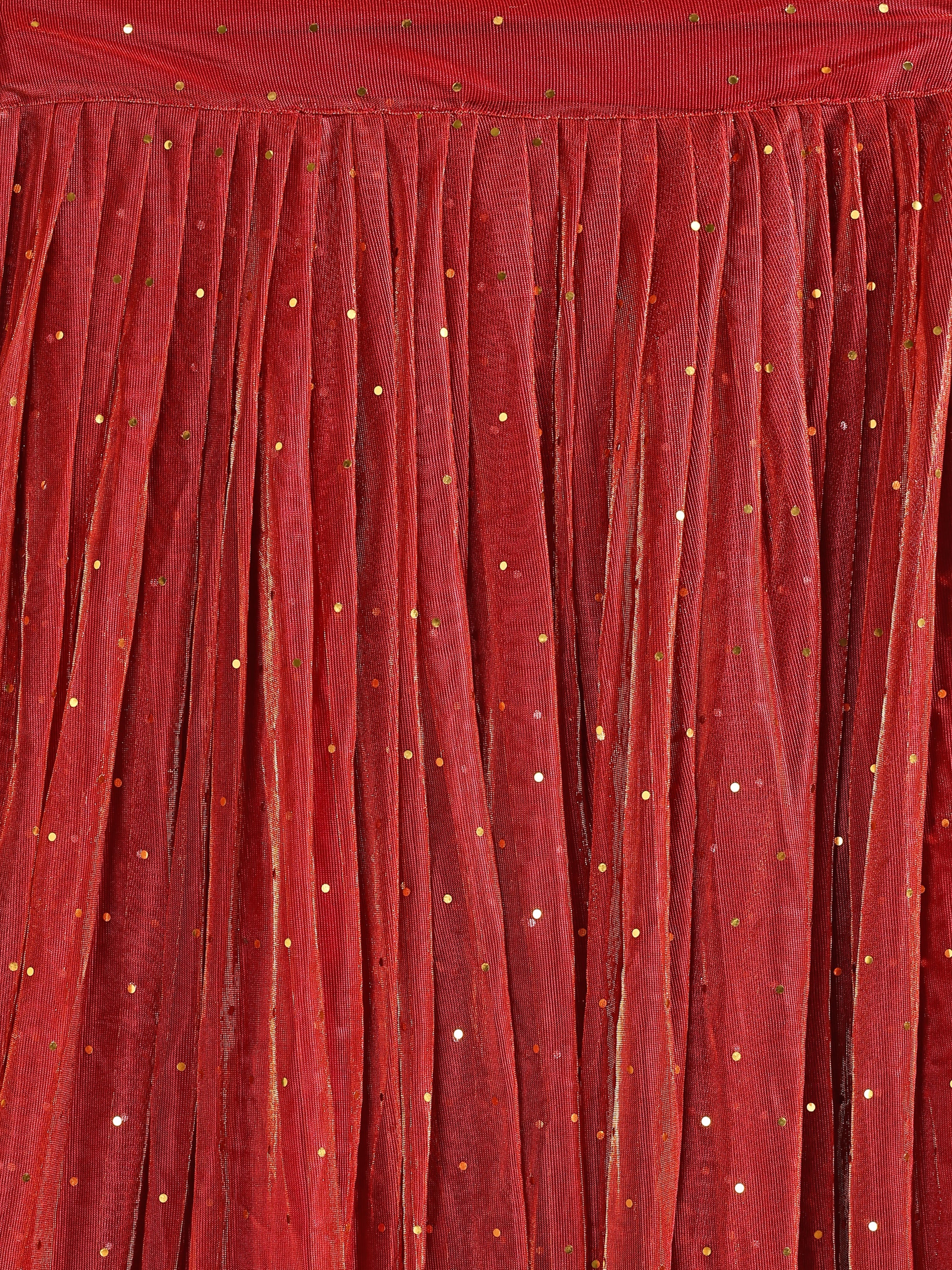 Sequences Red Lehenga Choli With Lycra Dupatta.