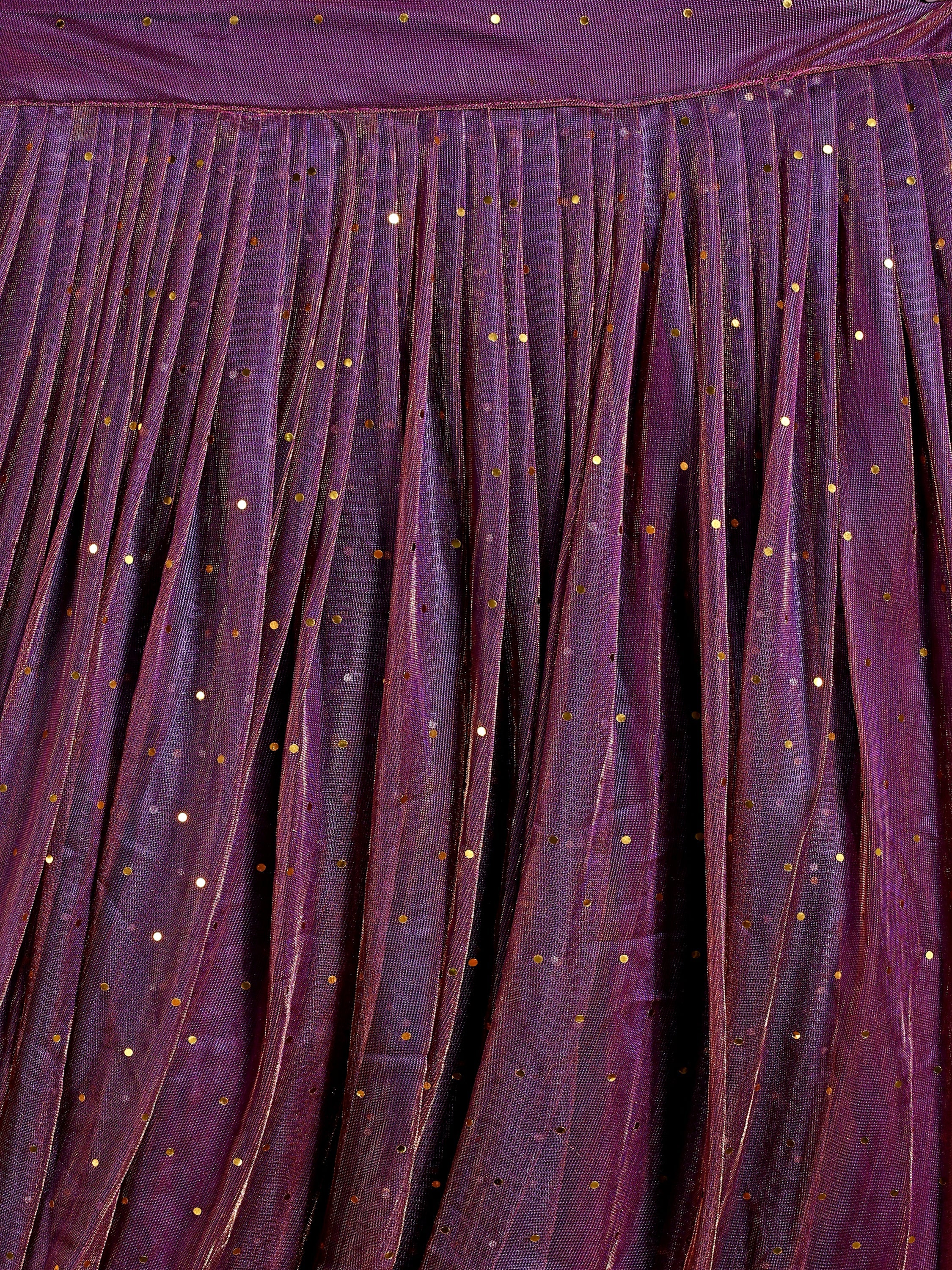 Sequences Wine Lehenga Choli With Lycra Dupatta.