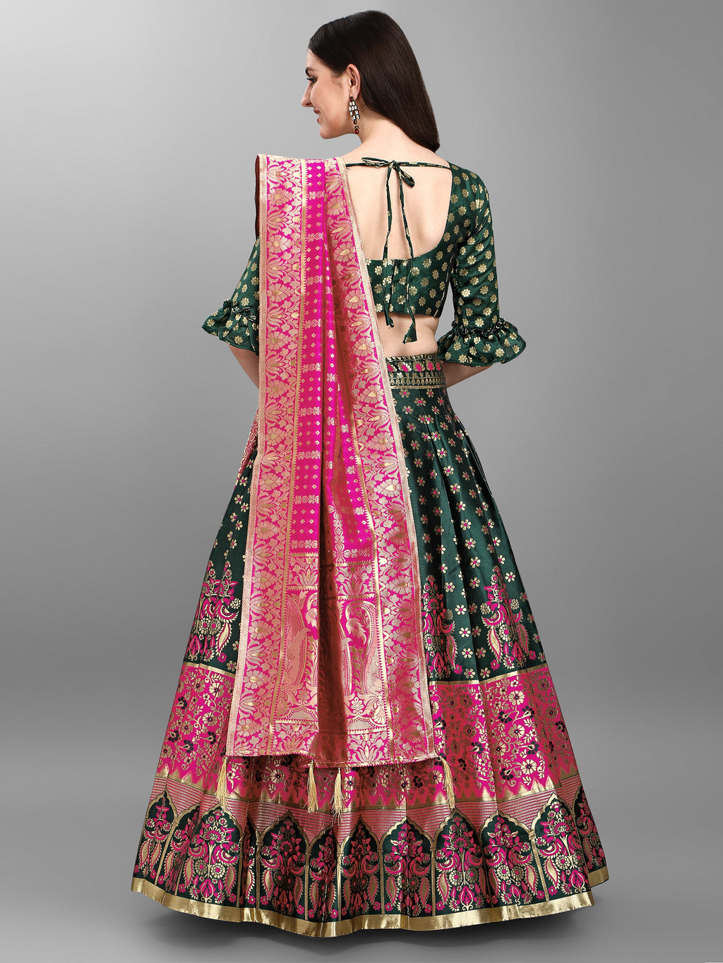 Women Gorgeous Dark Green Lehenga Choli