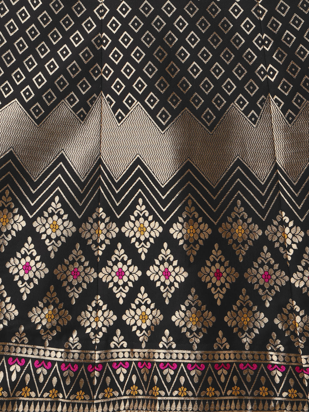 Zari Work Woven Motifs Black Lehenga choli