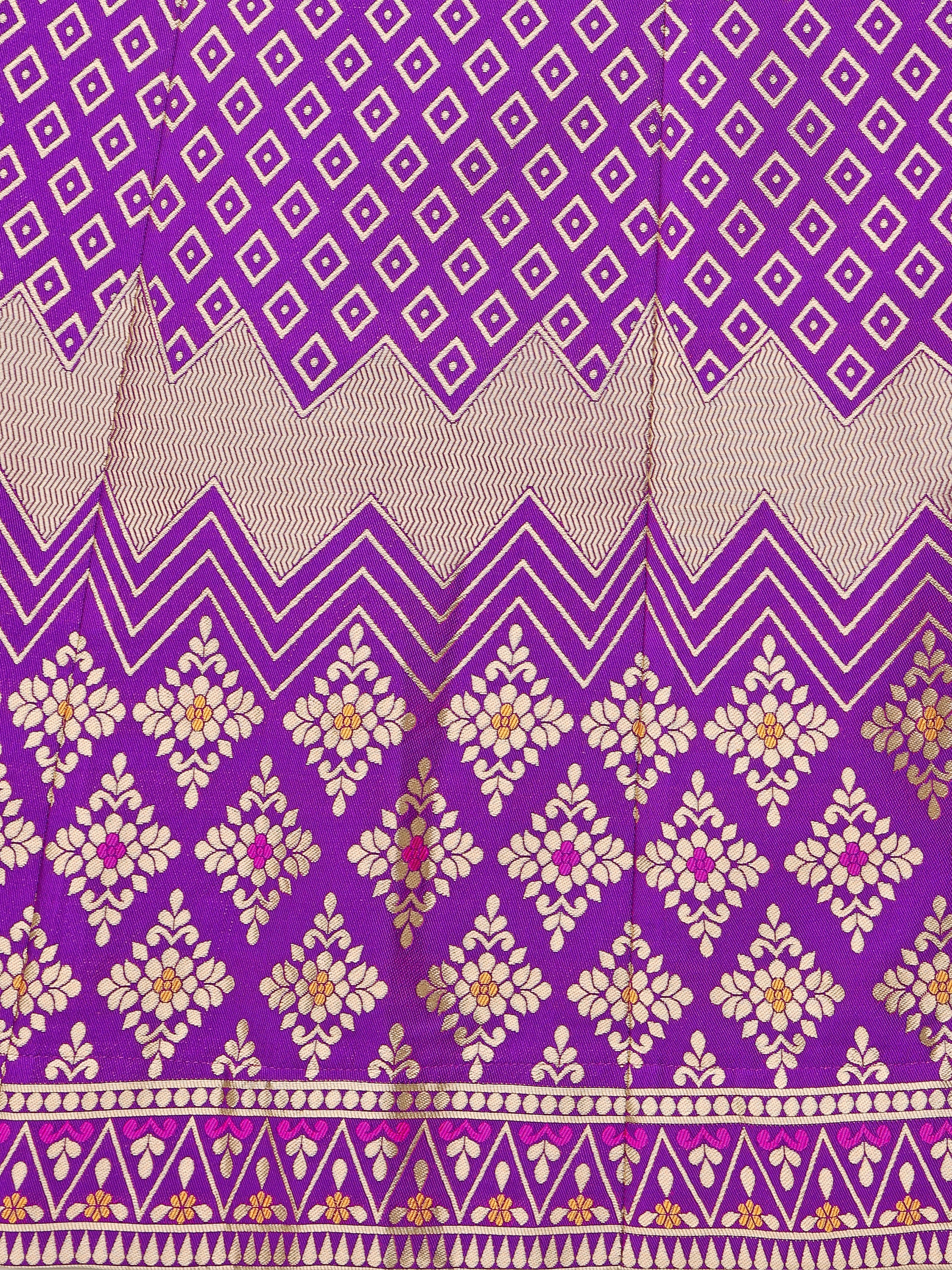 Zari Work Woven Motifs Wine Lehenga choli