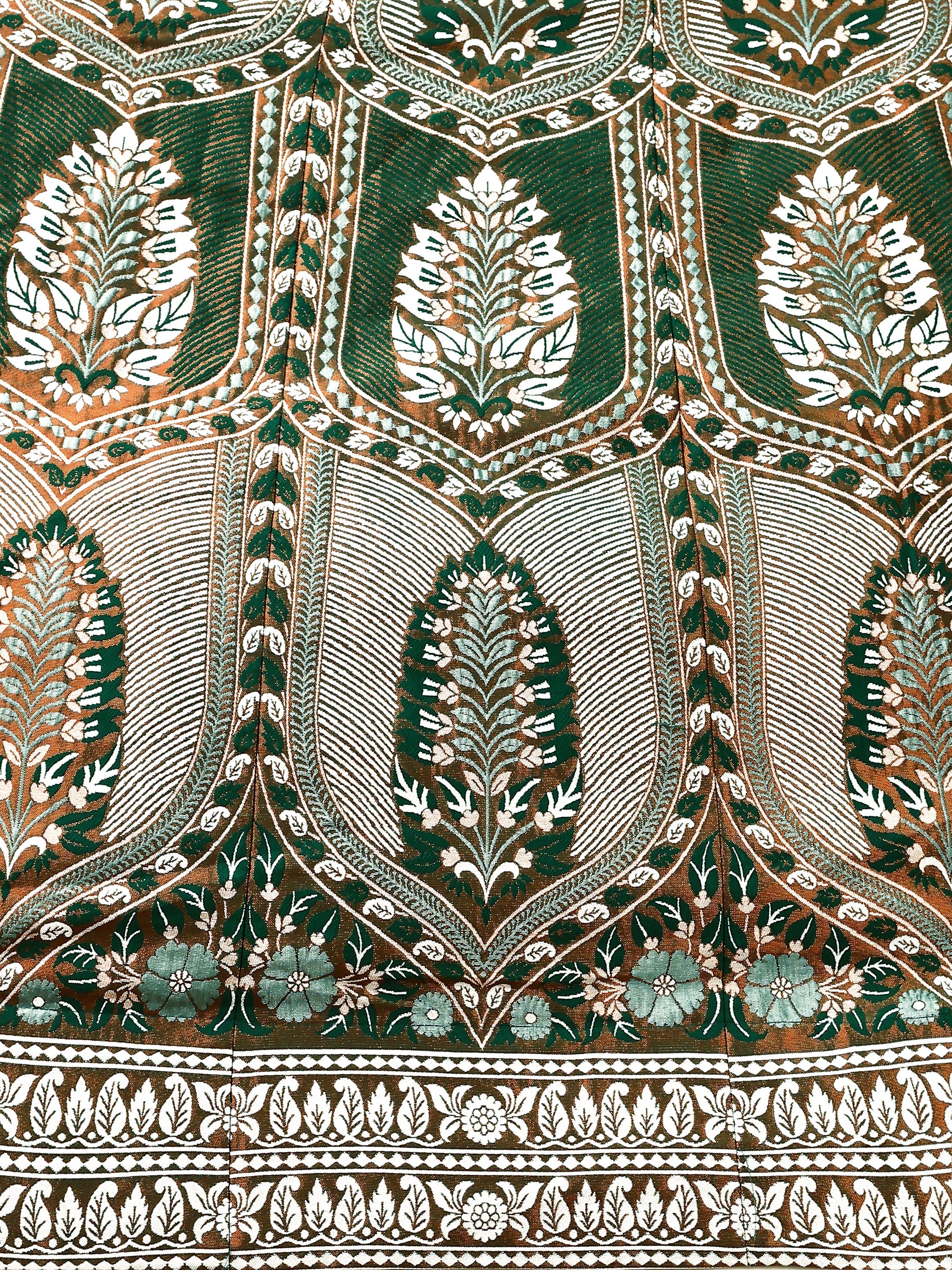 Kanjiwaram With Zari Dark Green Lehenga Choli