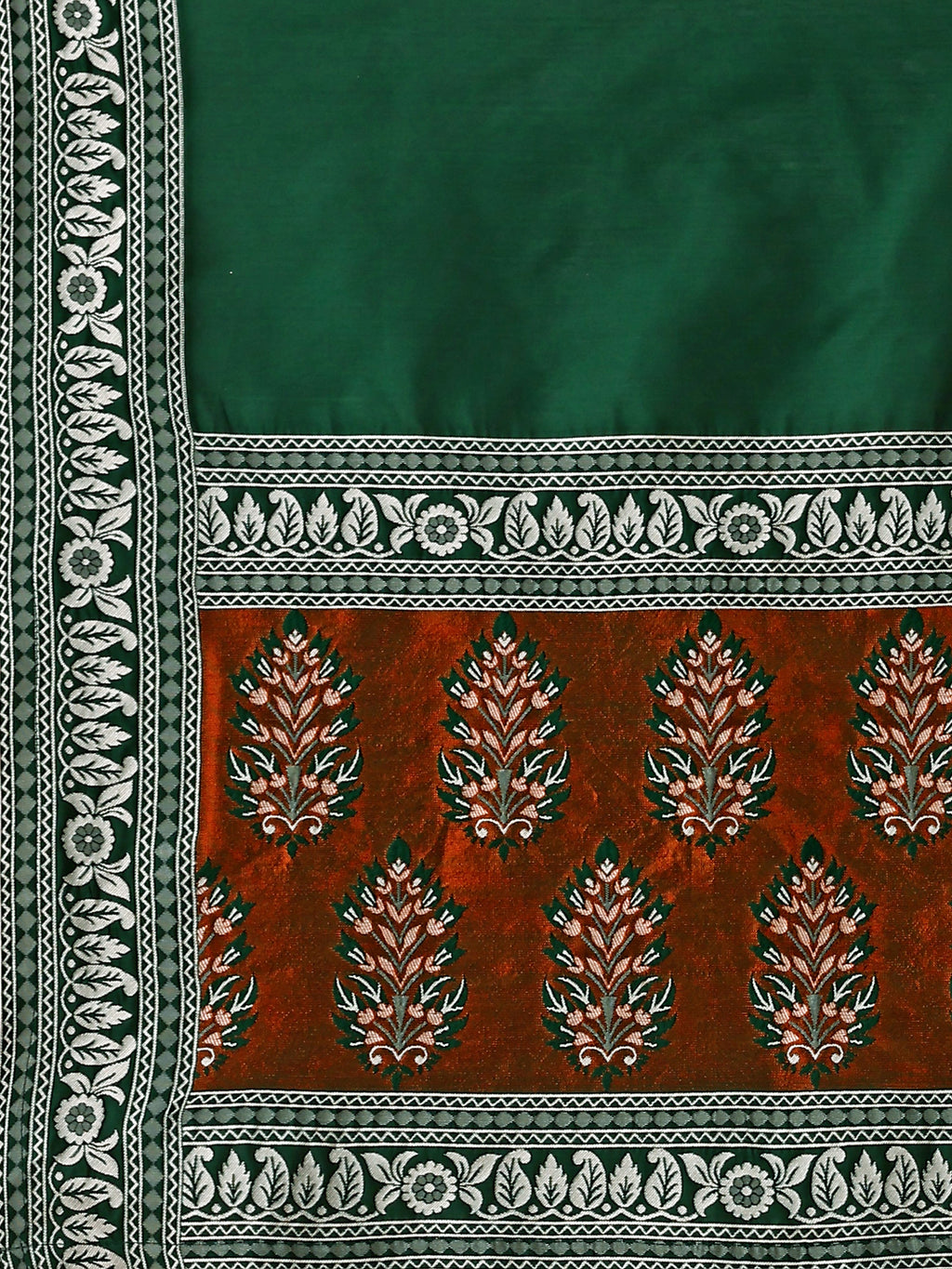 Kanjiwaram With Zari Dark Green Lehenga Choli