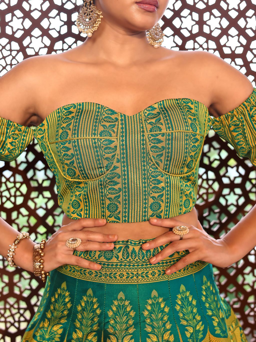 Kanjiwaram With Zari Lime Lehenga Choli