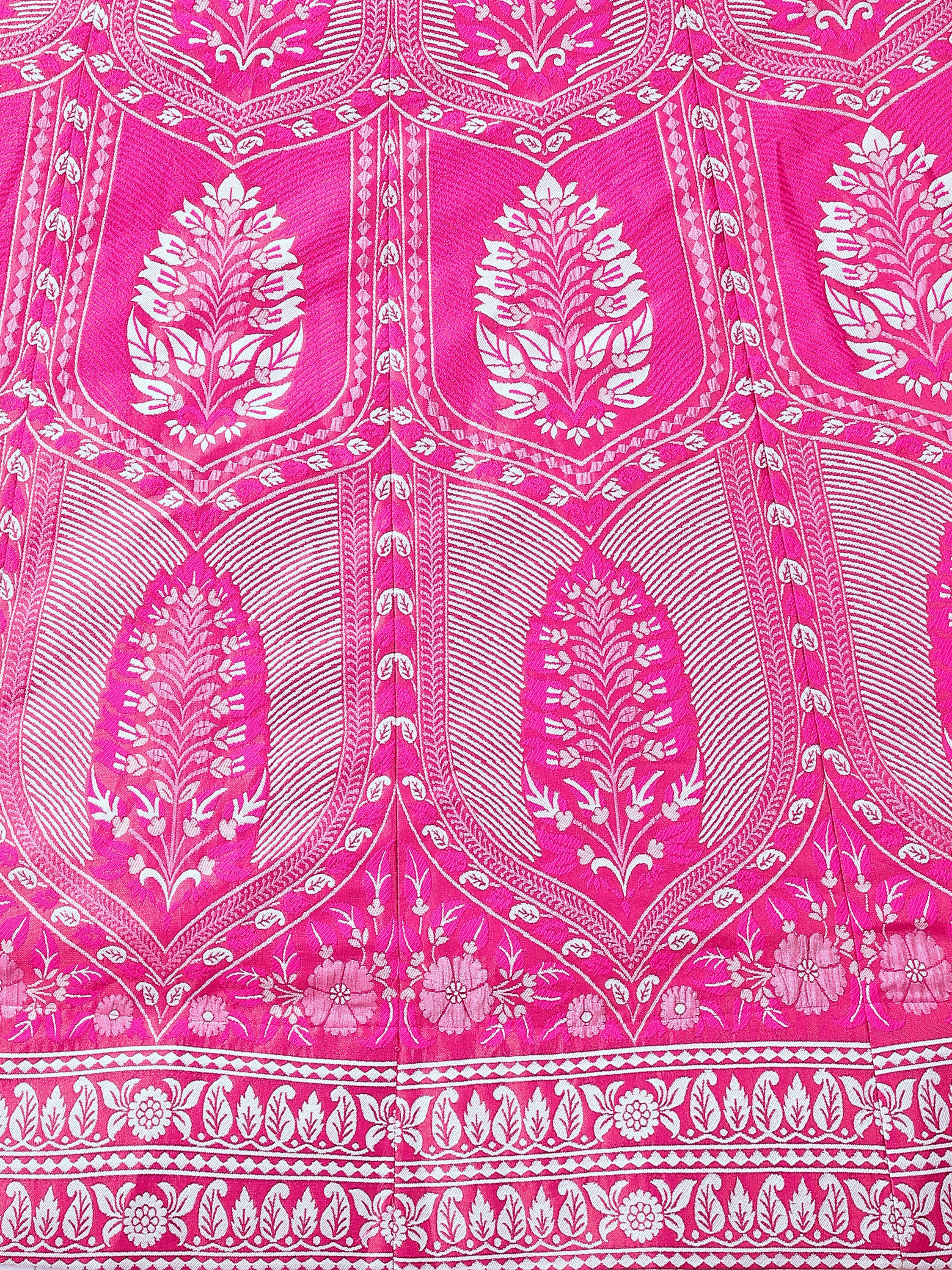 Kanjiwaram With Zari Pink Lehenga Choli
