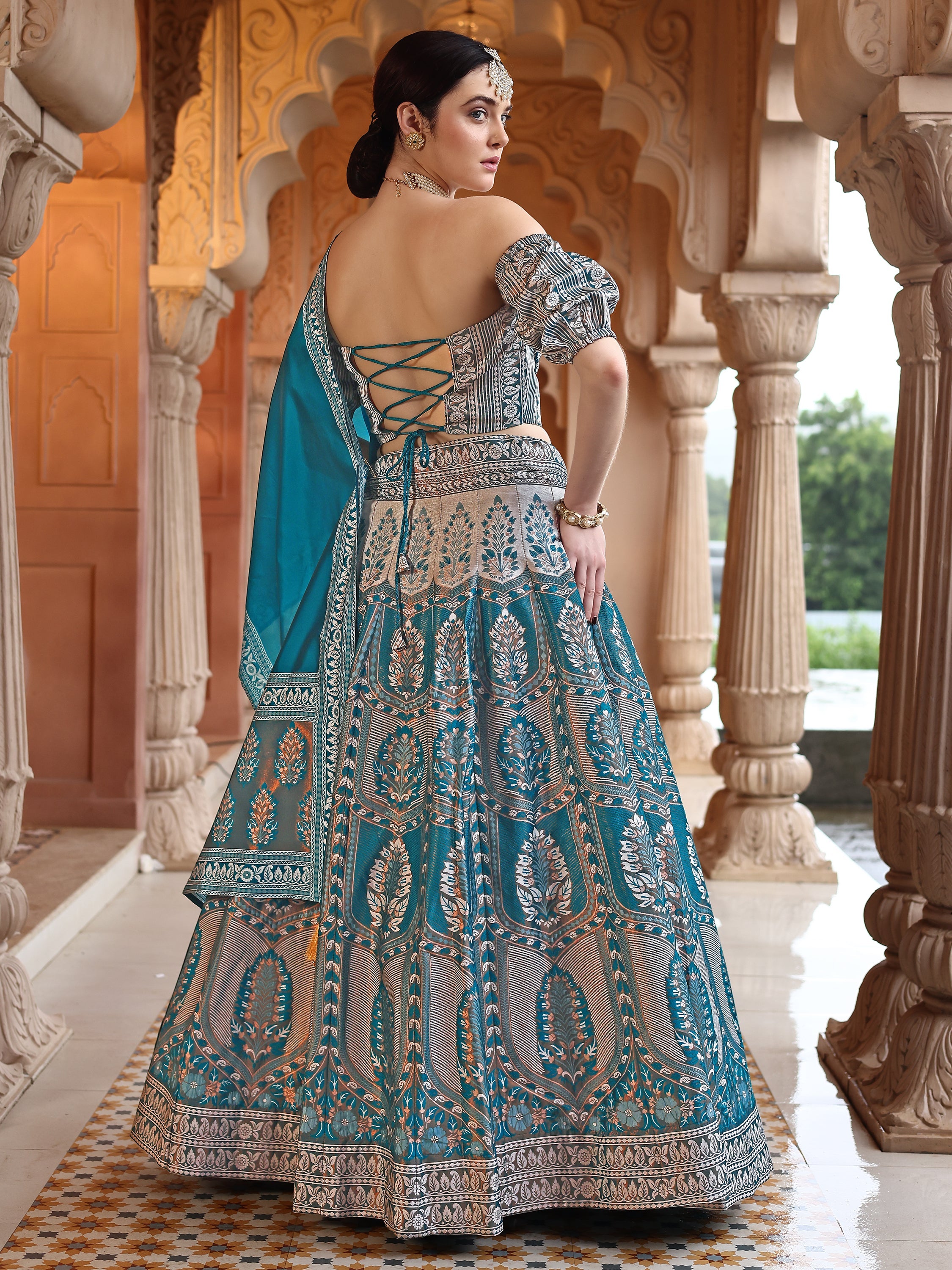 Kanjiwaram With Zari Rama Lehenga Choli