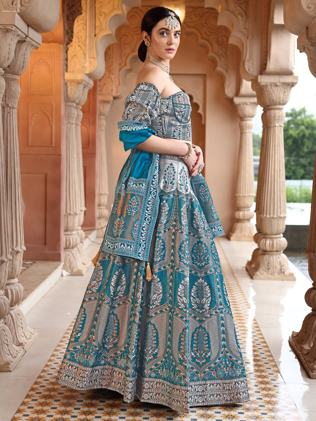 Kanjiwaram With Zari Rama Lehenga Choli