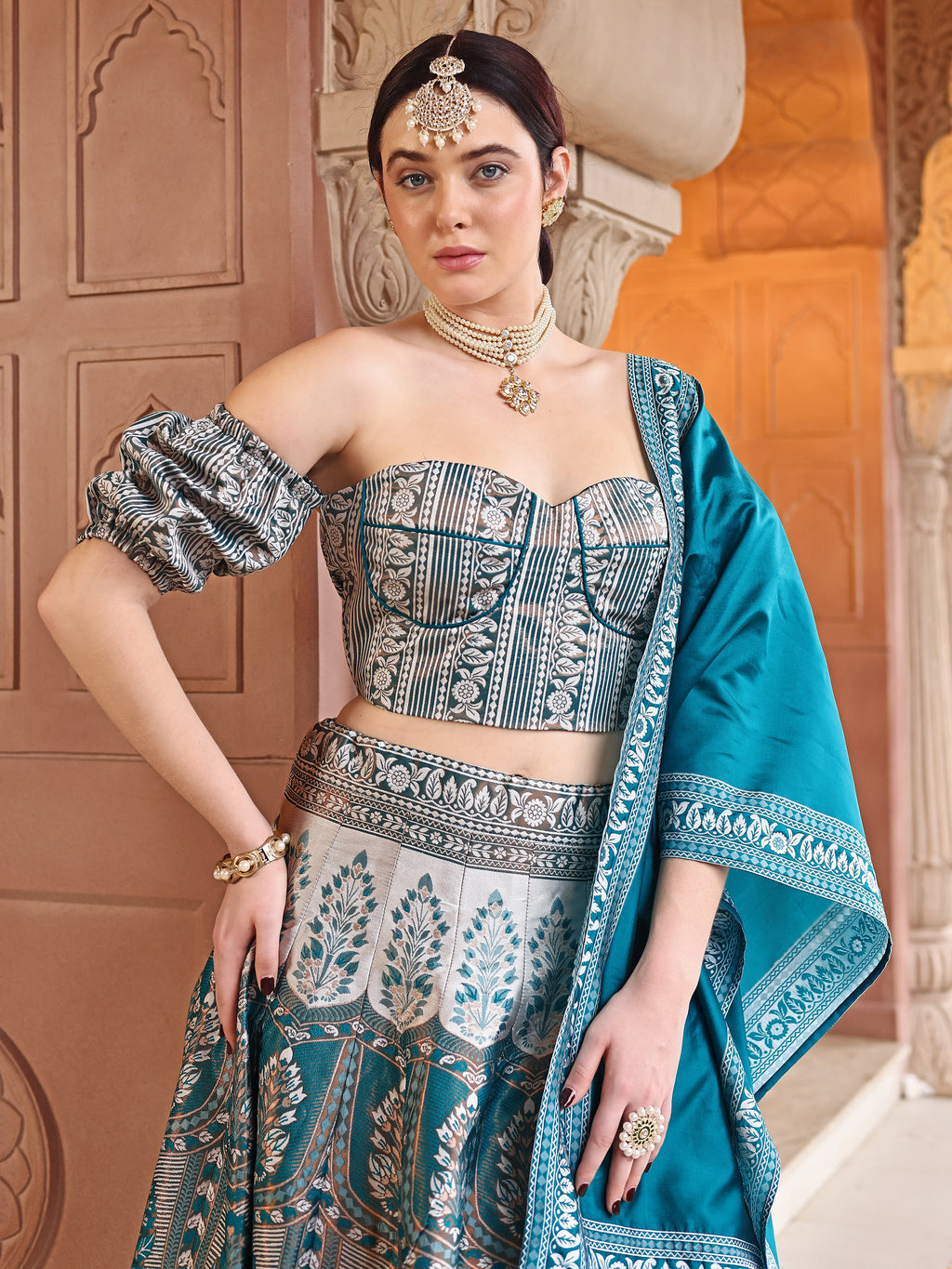 Kanjiwaram With Zari Rama Lehenga Choli