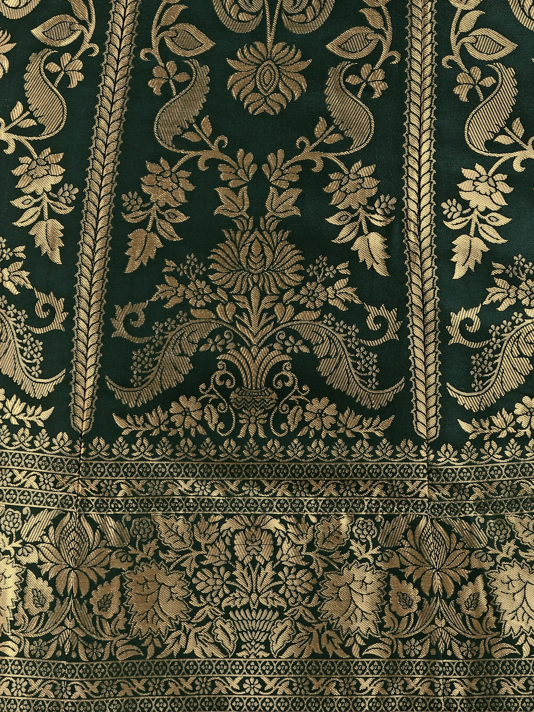 Floral Woven Kalidar Dark Green Lehenga Choli