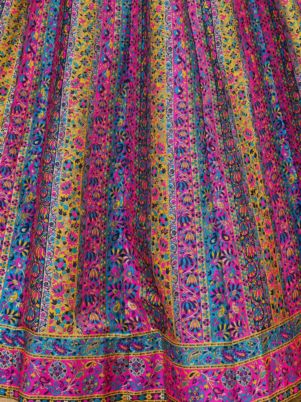 Women's Navy-Blue Jacquard Crape Lehengas