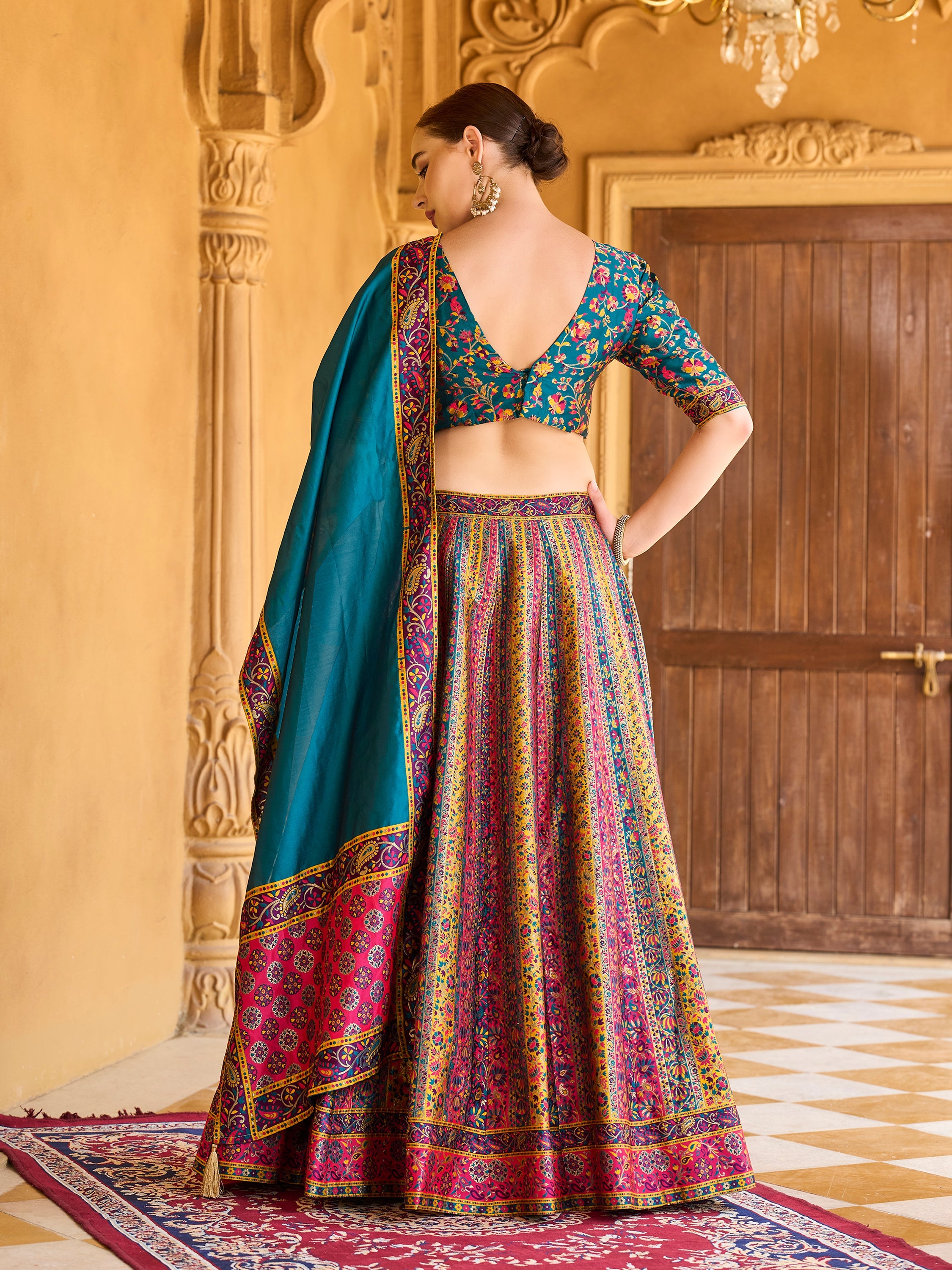 Women's Rama Jacquard Crape Lehengas