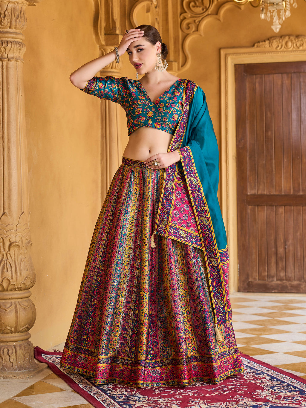 Women's Rama Jacquard Crape Lehengas