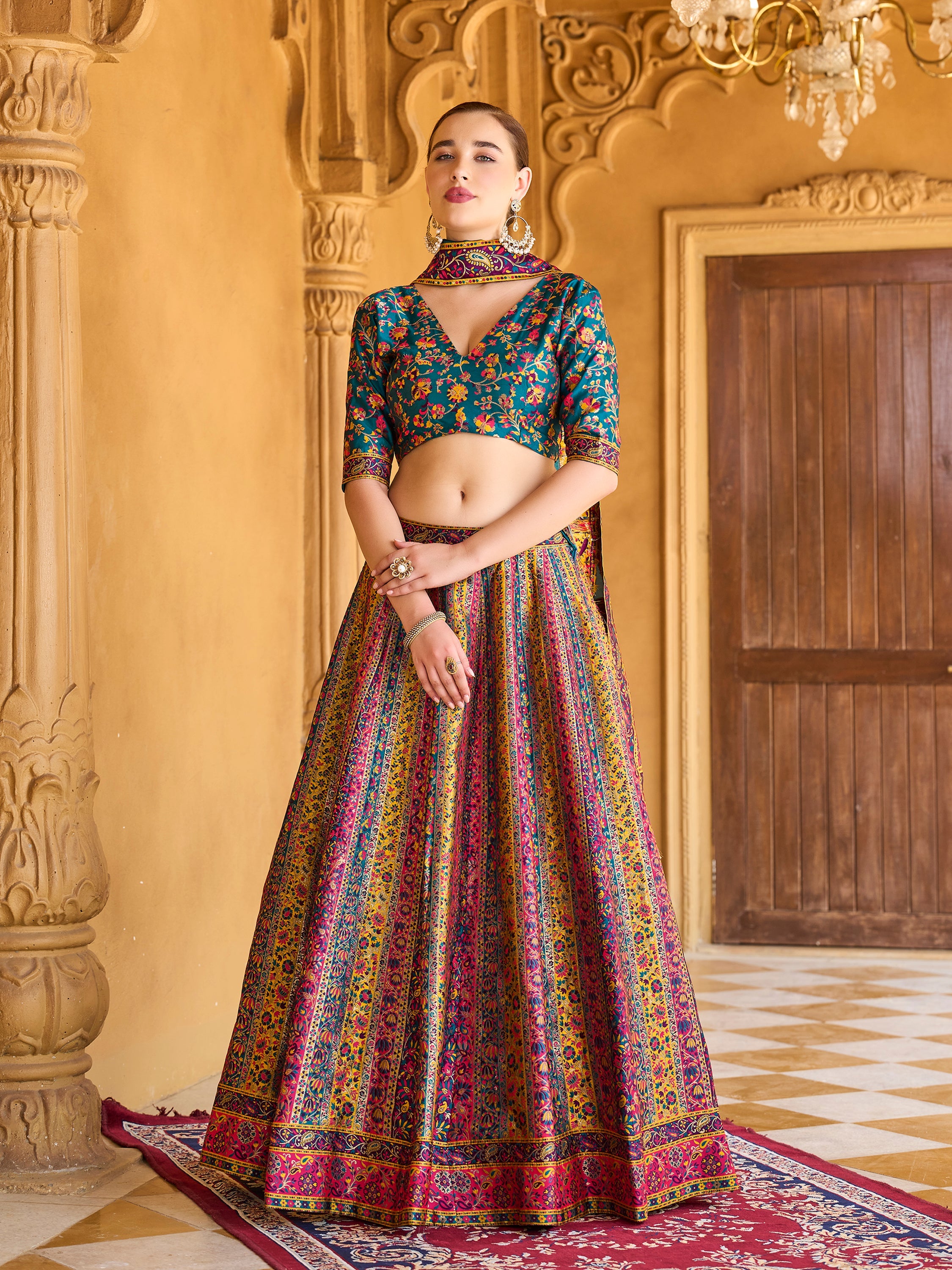 Women's Rama Jacquard Crape Lehengas