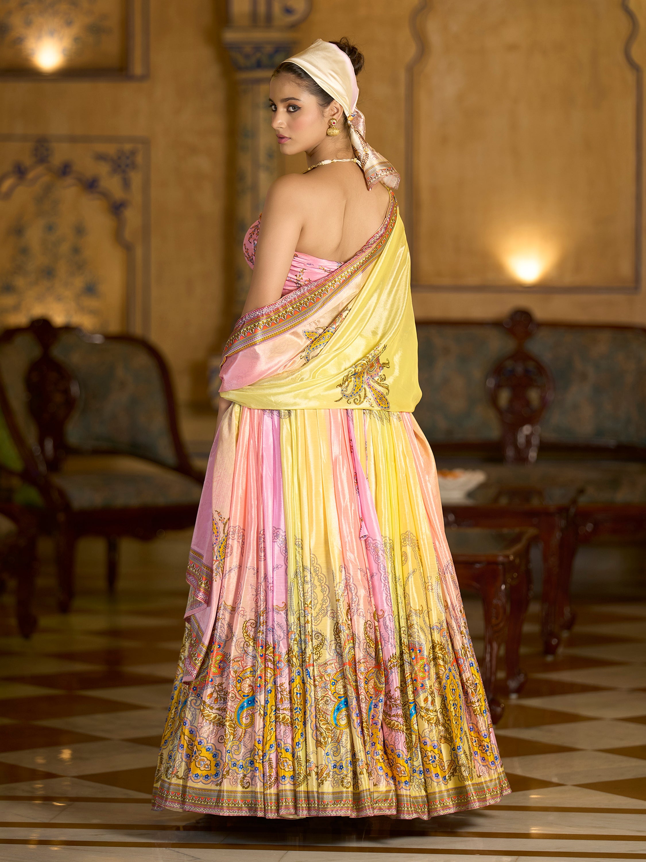 Women's Multi Chinon Lehengas