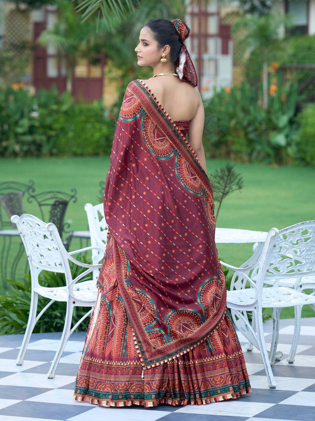 Women's Wine Chinon Lehengas