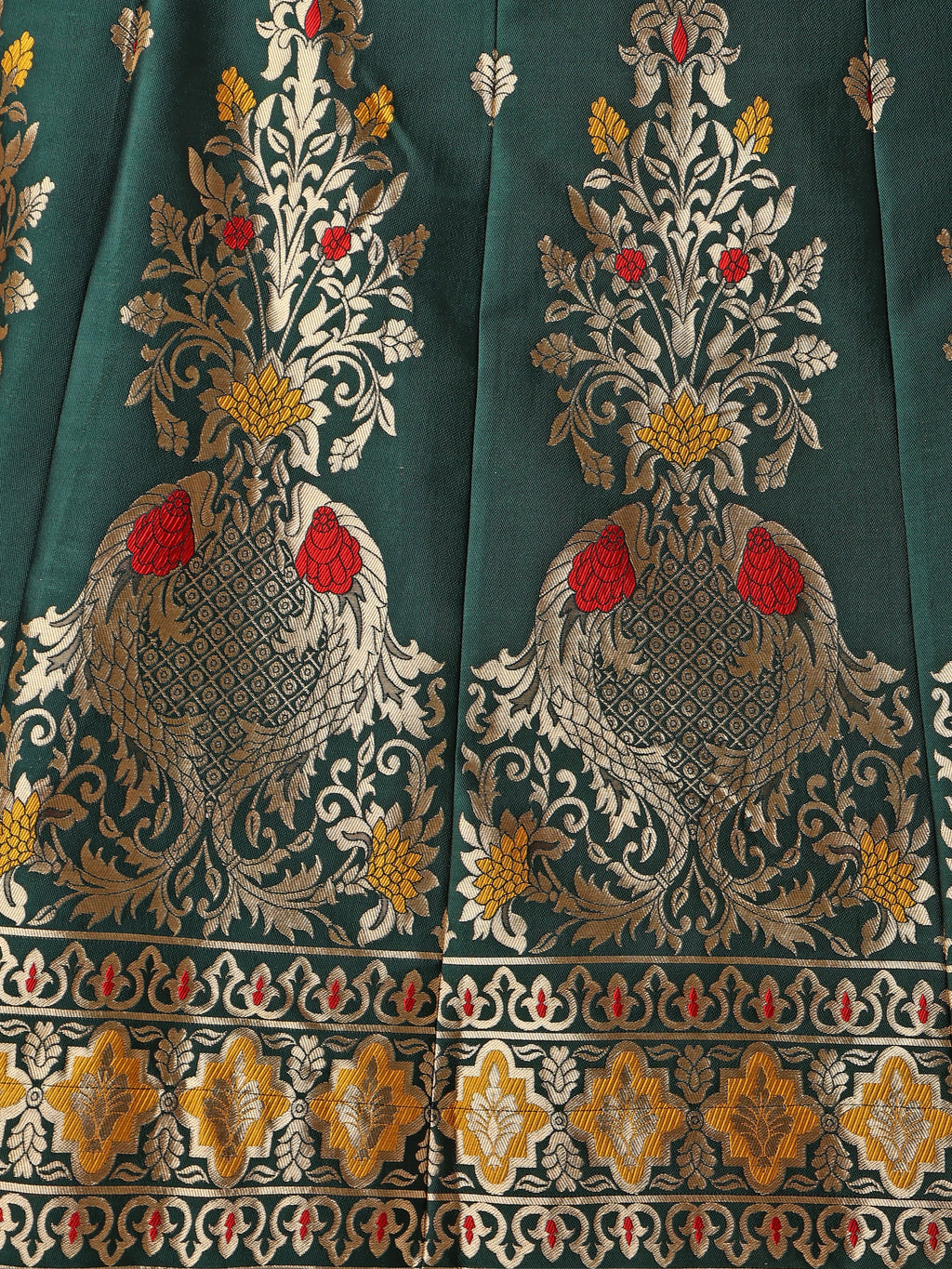 Enhanced Fish Motifs Dark Green Lehenga Choli