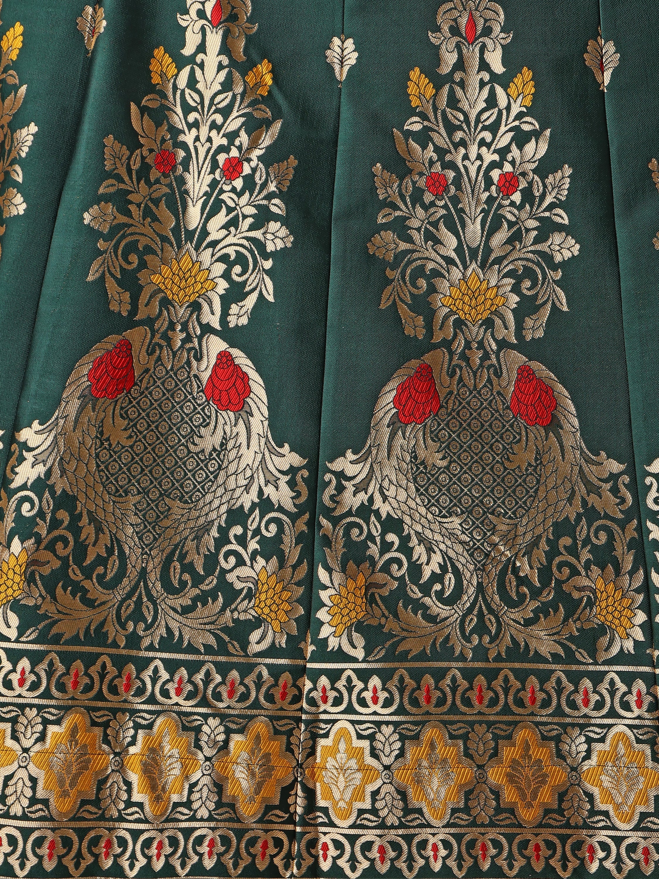 Enhanced Fish Motifs Dark Green Lehenga Choli