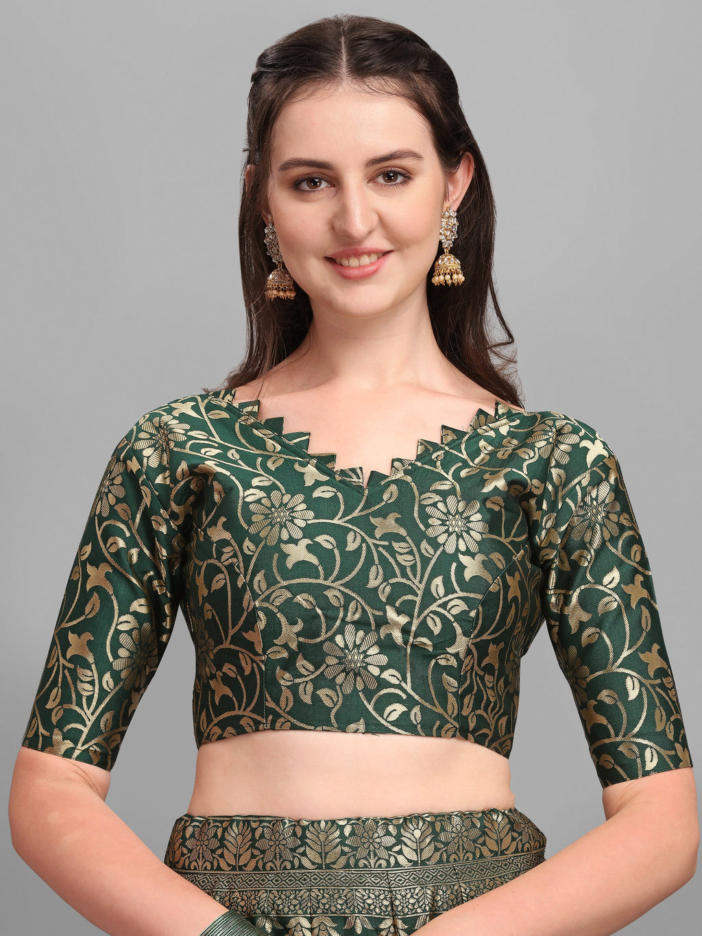 Women Kalidar Dark Green Lehenga Choli