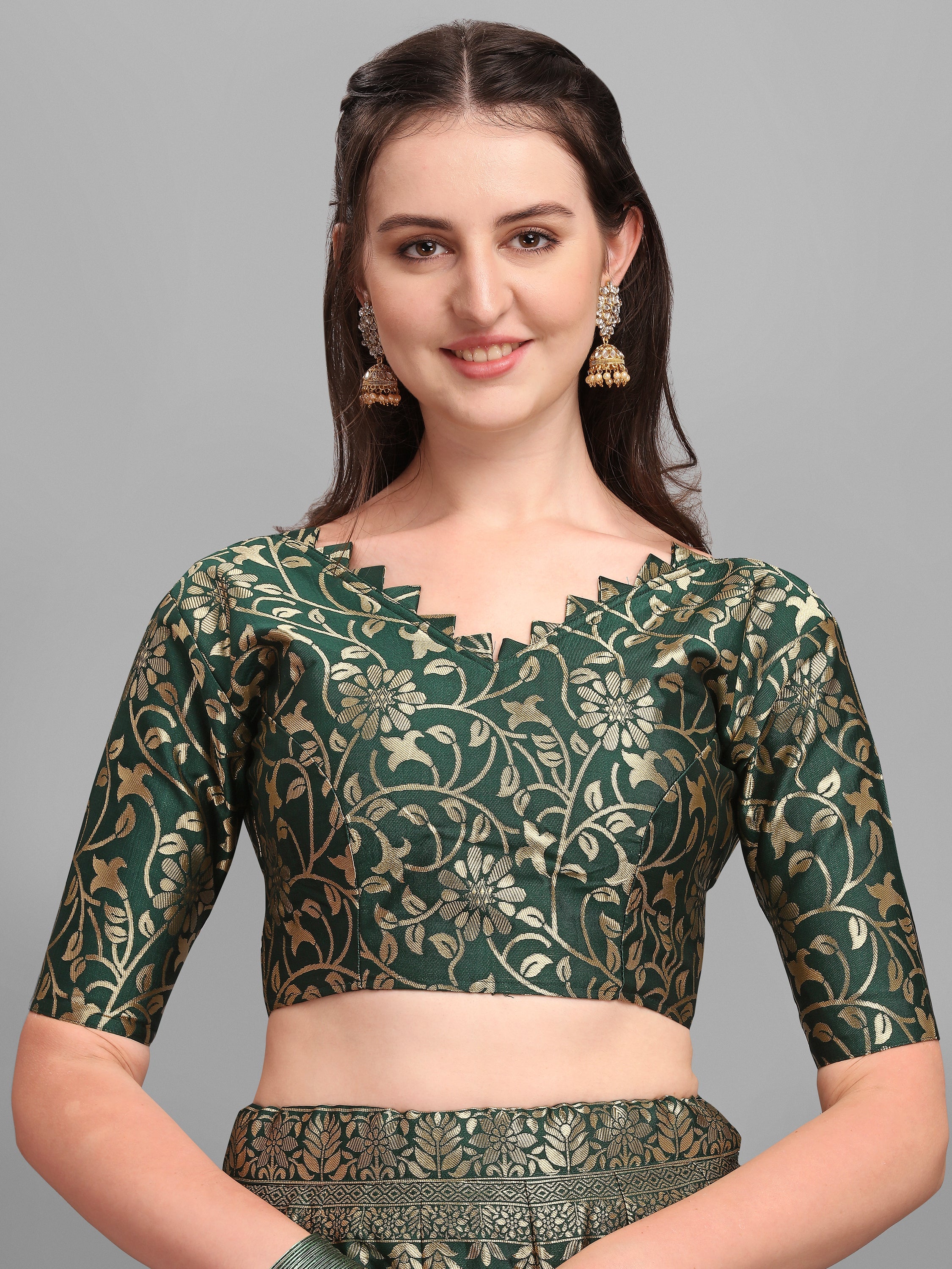Women Kalidar Dark Green Lehenga Choli