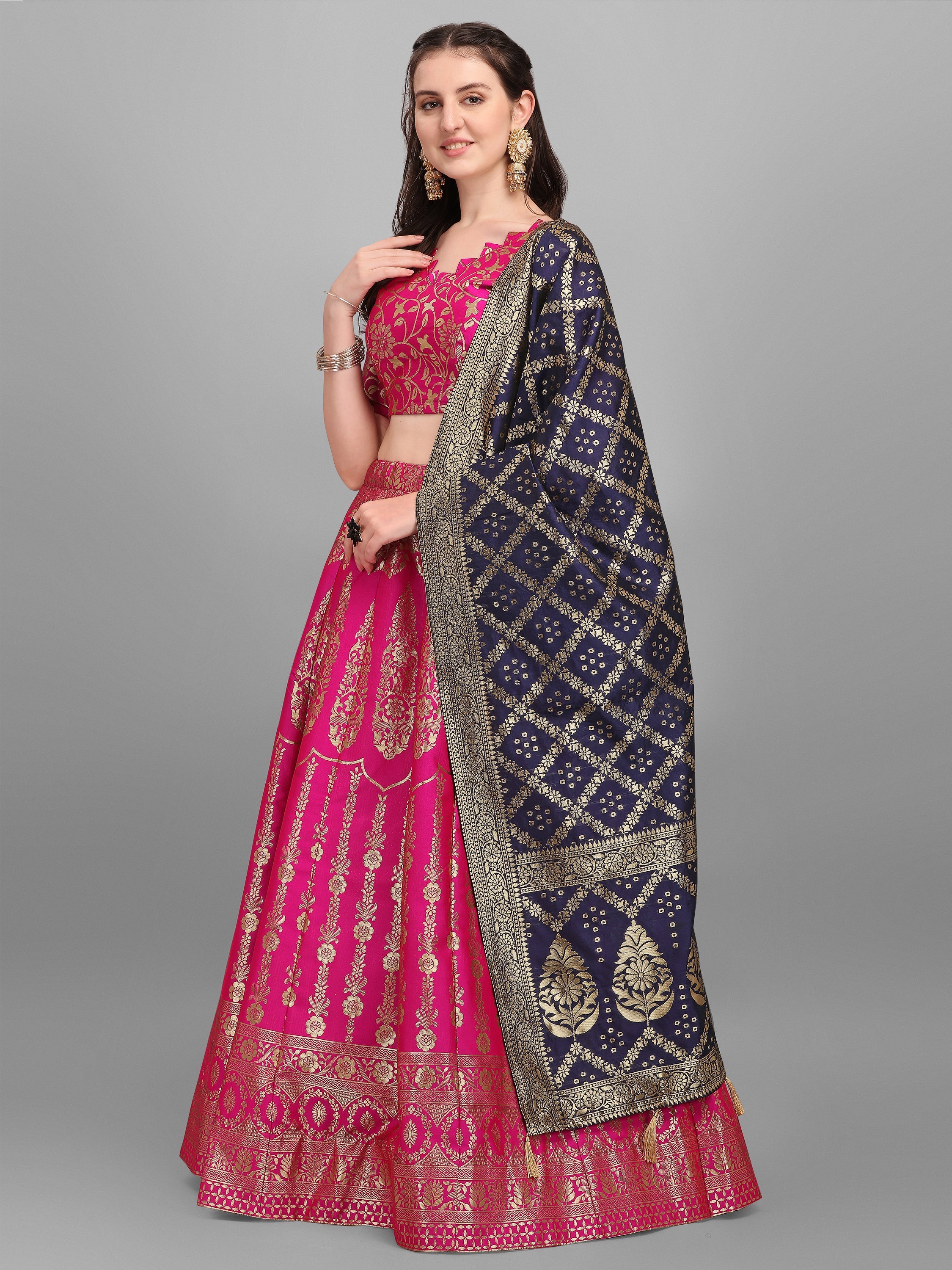 Women Kalidar Pink Lehenga Choli