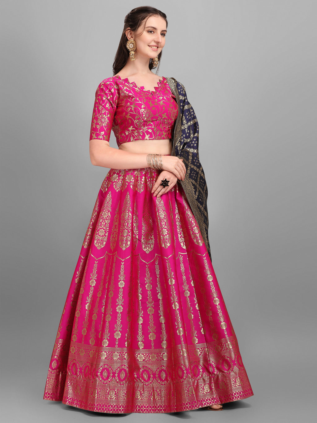 Women Kalidar Pink Lehenga Choli