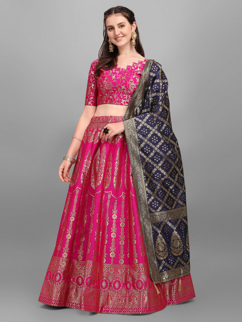 Women Kalidar Pink Lehenga Choli