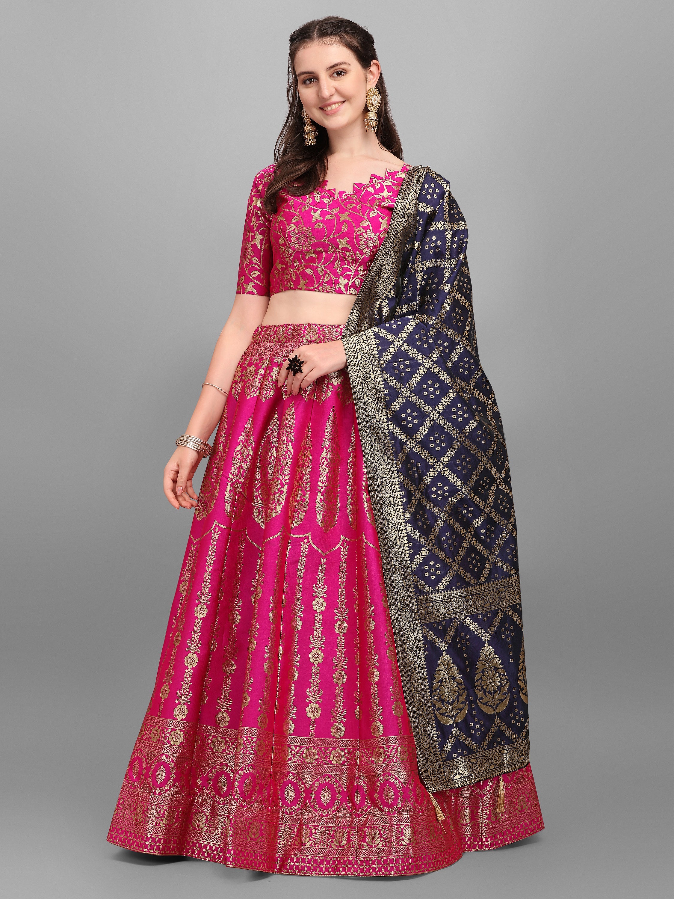 Women Kalidar Pink Lehenga Choli