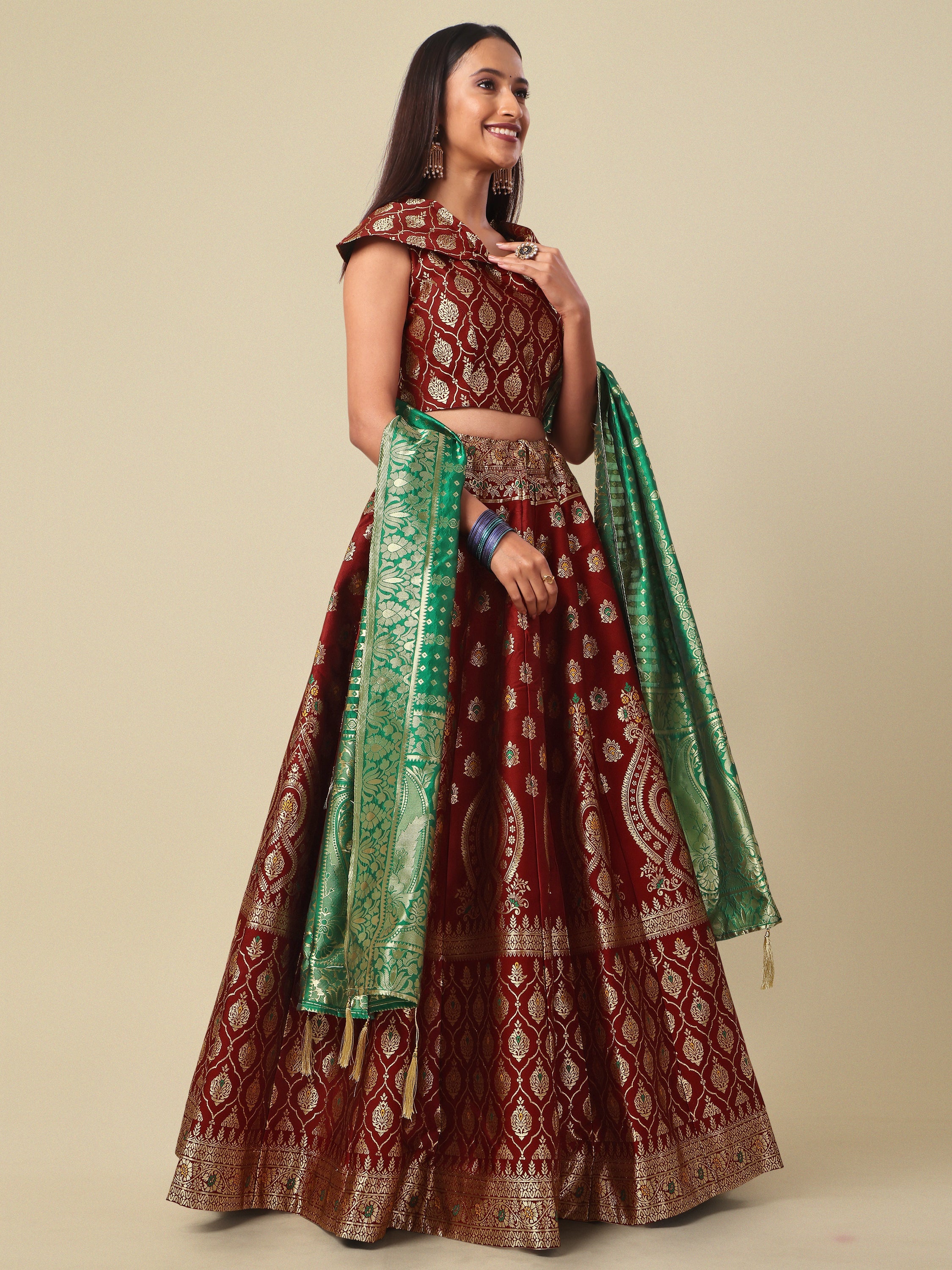 Embellished With Small Design Maroon Lehenga Choli