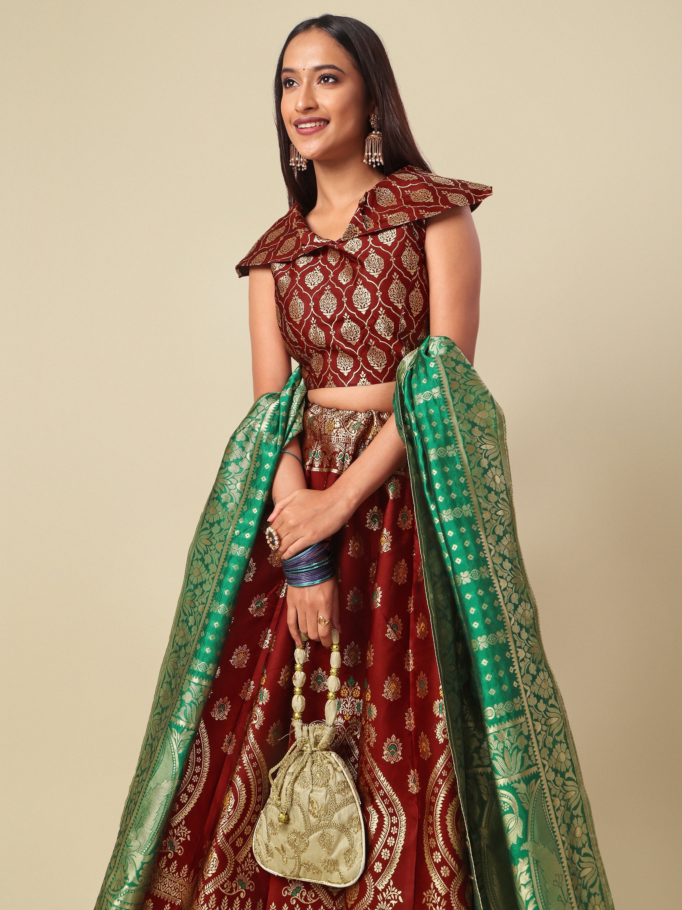 Embellished With Small Design Maroon Lehenga Choli