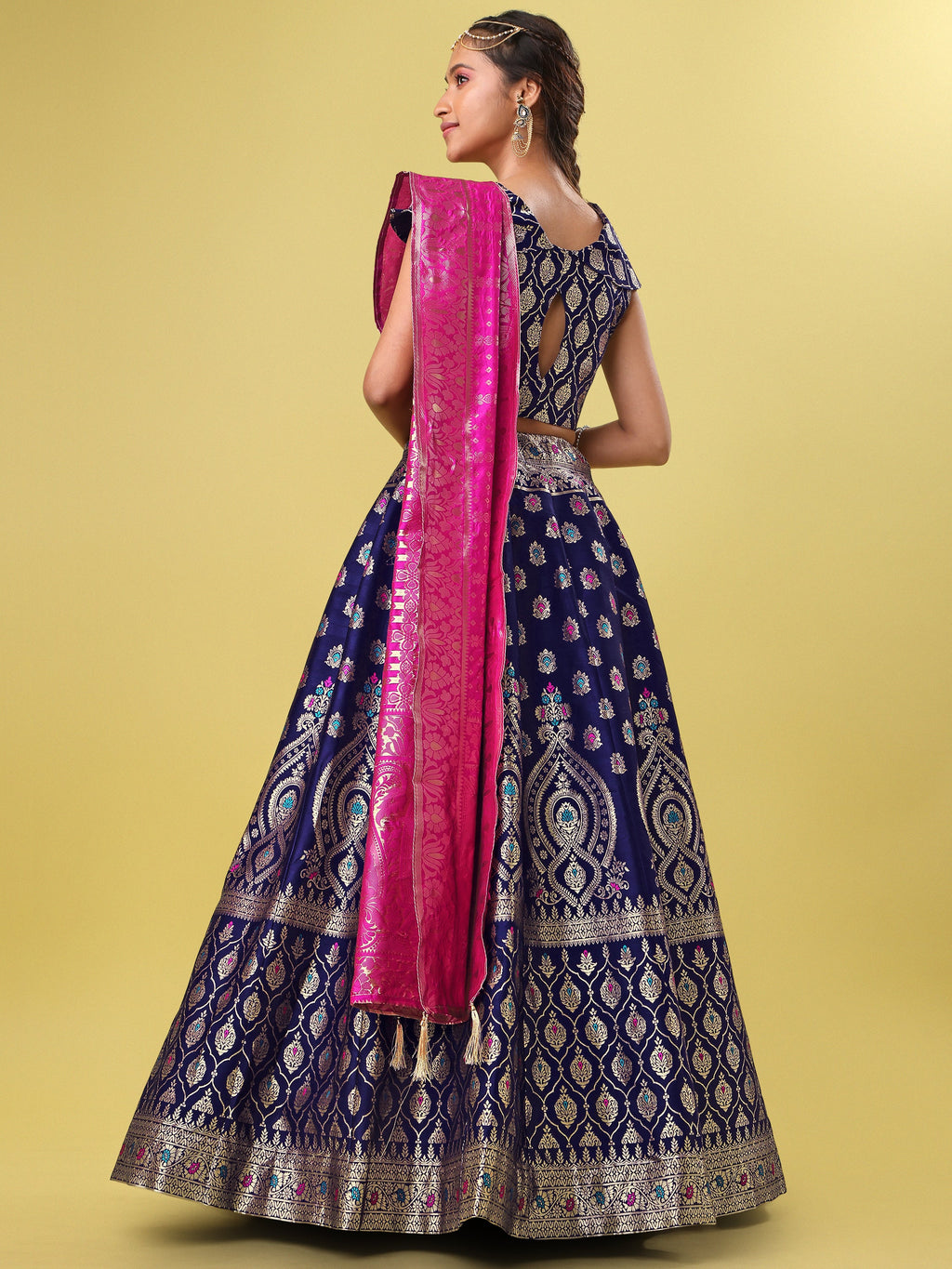 Embellished With Small Design Navy Blue Lehenga Choli