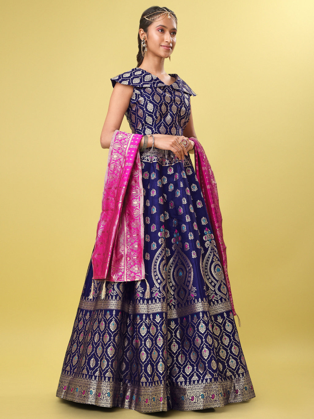 Embellished With Small Design Navy Blue Lehenga Choli