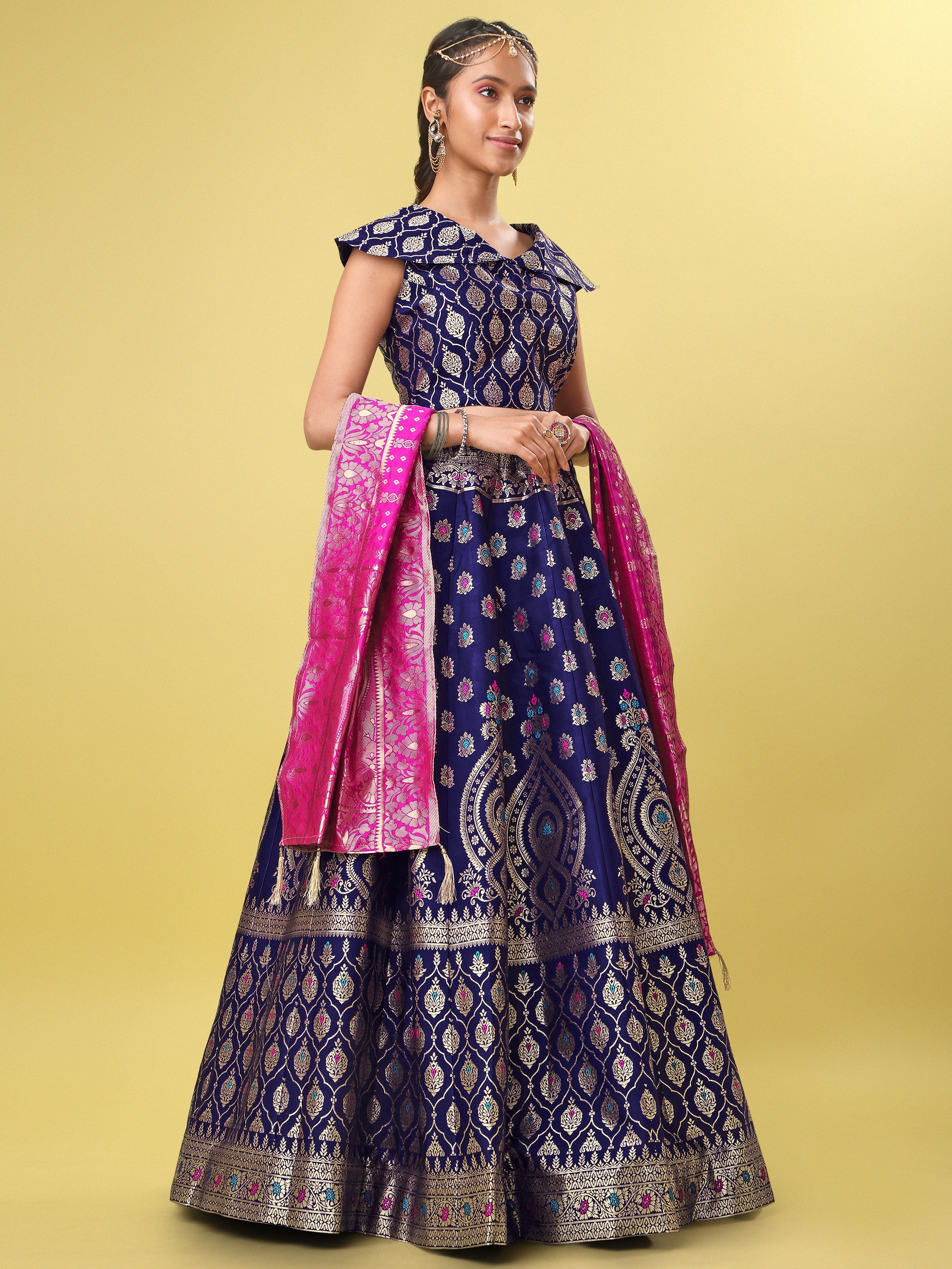 Embellished With Small Design Navy Blue Lehenga Choli