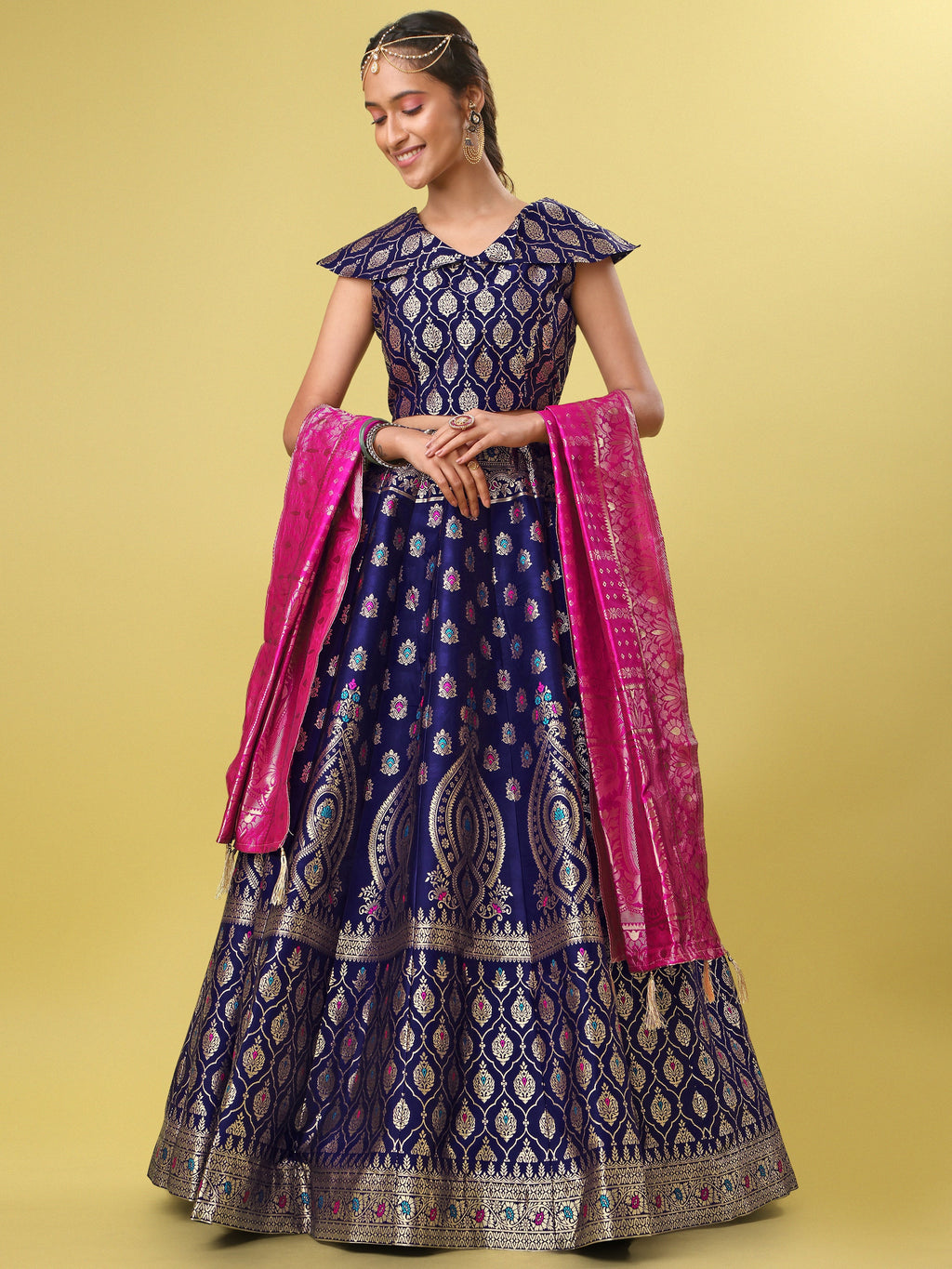 Embellished With Small Design Navy Blue Lehenga Choli