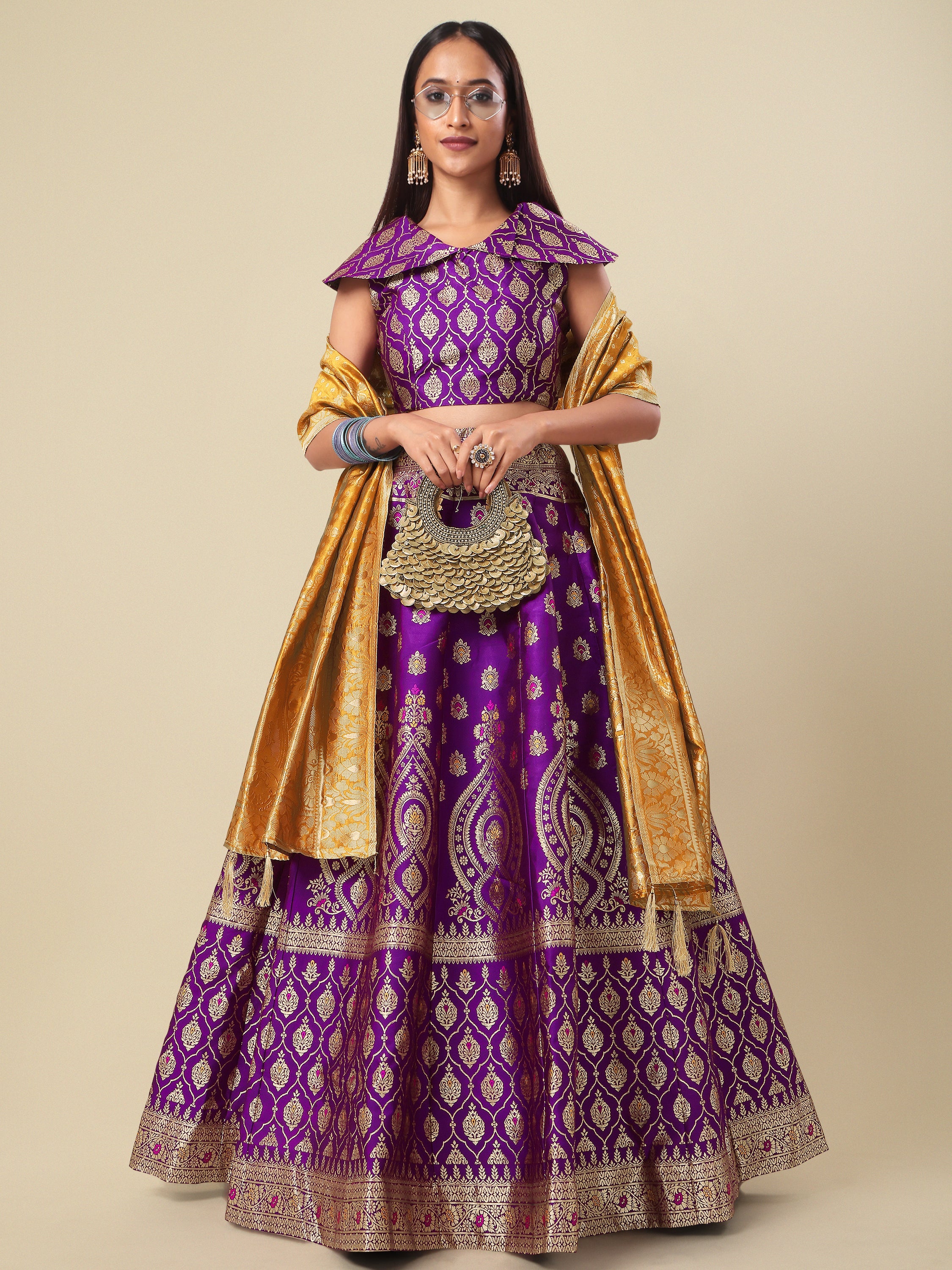 Embellished With Small Design Wine Lehenga Choli