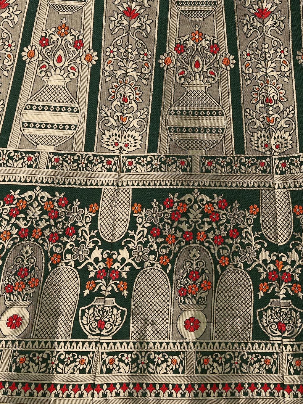 Decorated With Beautiful Flower Motif Dark Green Lehenga Choli