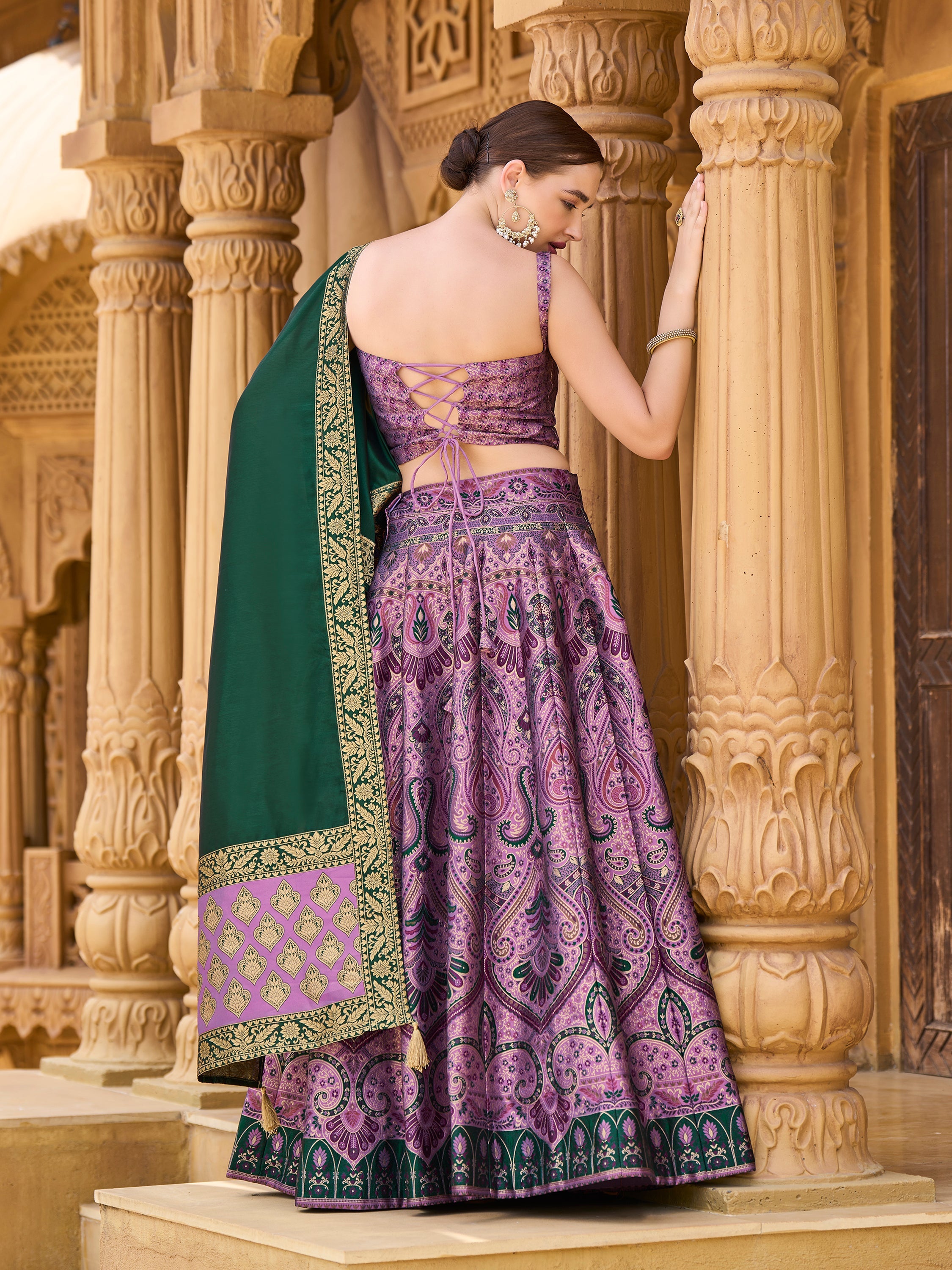Women's Purple Kanjiwaram Lehengas